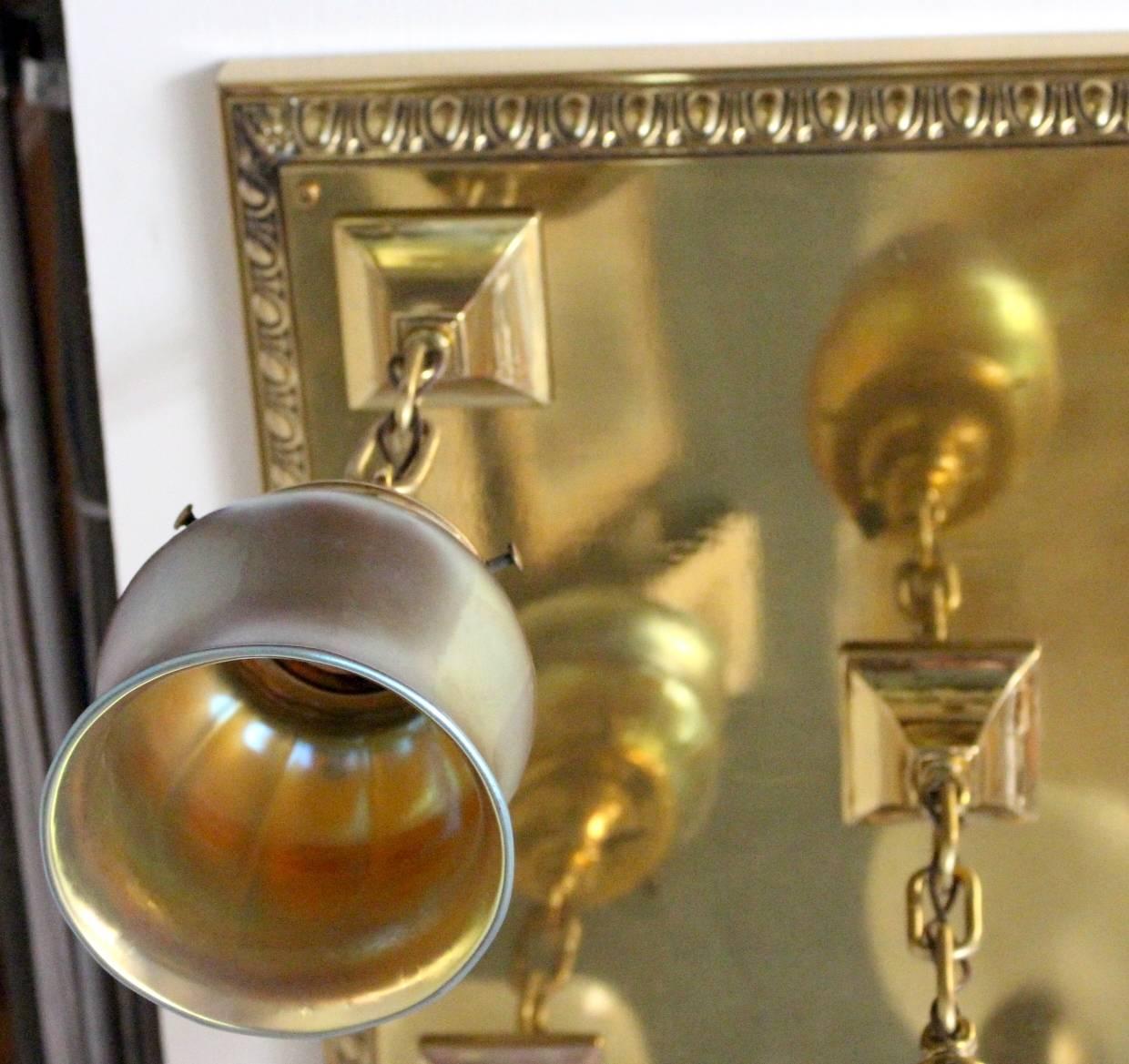 Early 20th Century Polished Brass Flush Mount 'Five-Light' For Sale