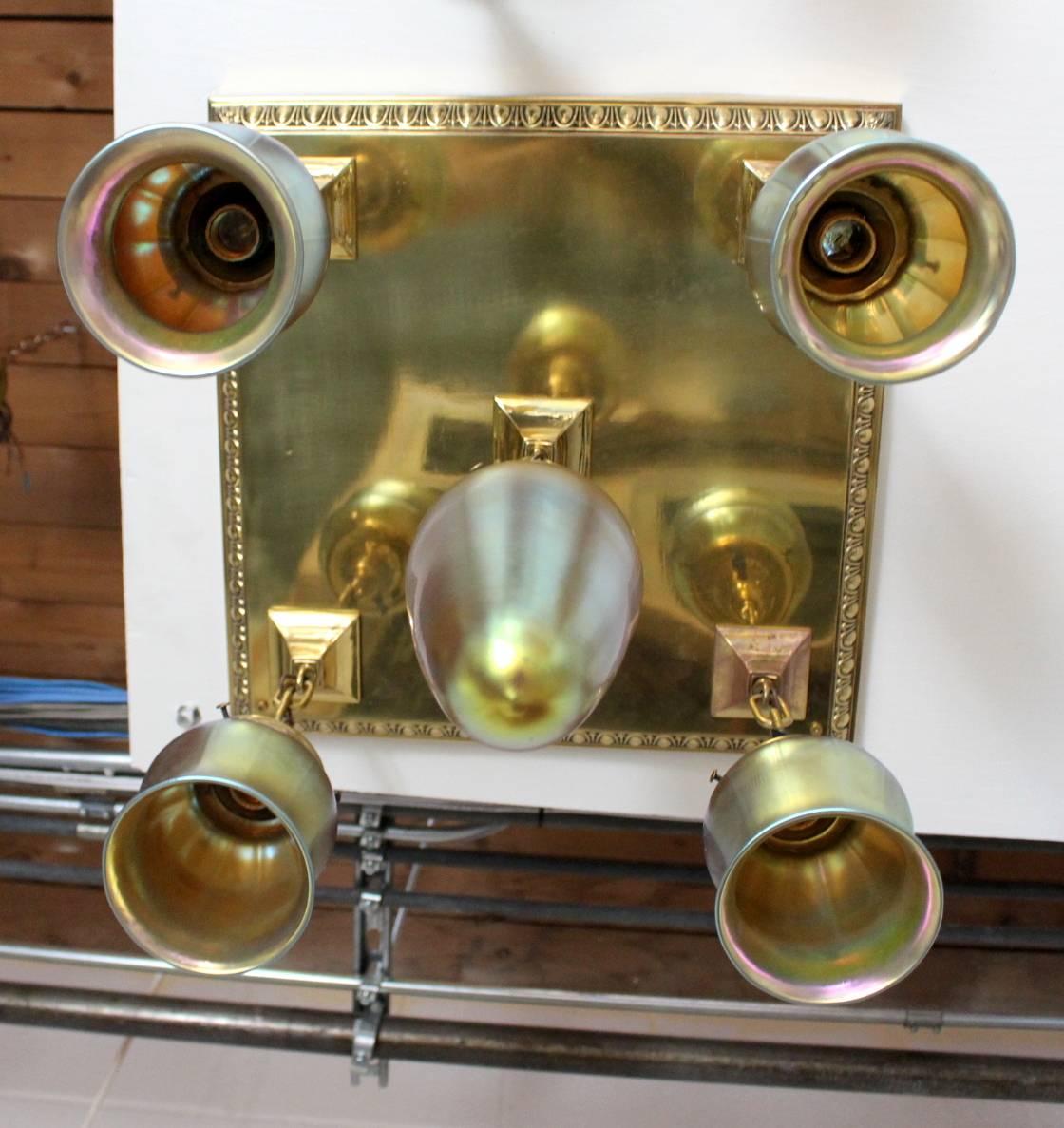 Polished Brass Flush Mount 'Five-Light' For Sale 1