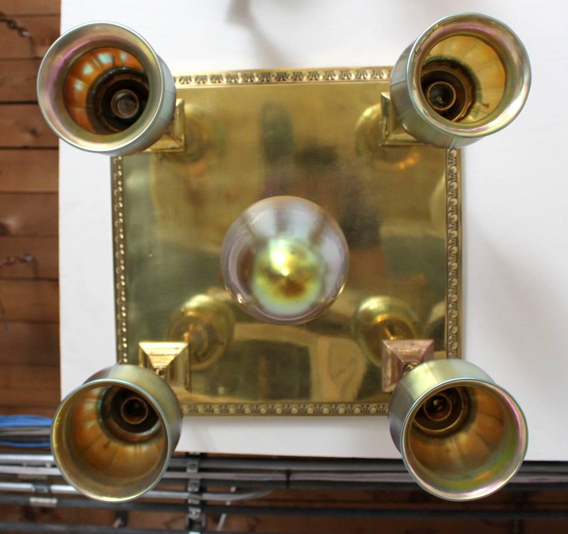 Polished Brass Flush Mount 'Five-Light' For Sale 2