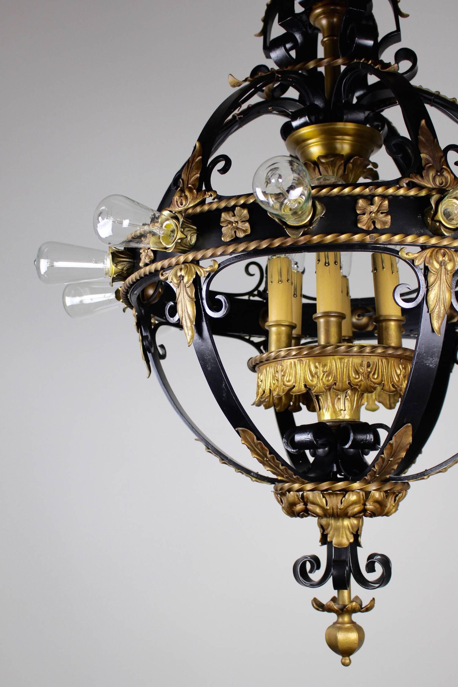 This is an absolutely spectacularly restored Renaissance Revival stair lantern, circa 1920. Sourced out of California, and manufactured in Chicago - this light has been totally disassembled, cleaned, rewired, reassembled and restored to glorious