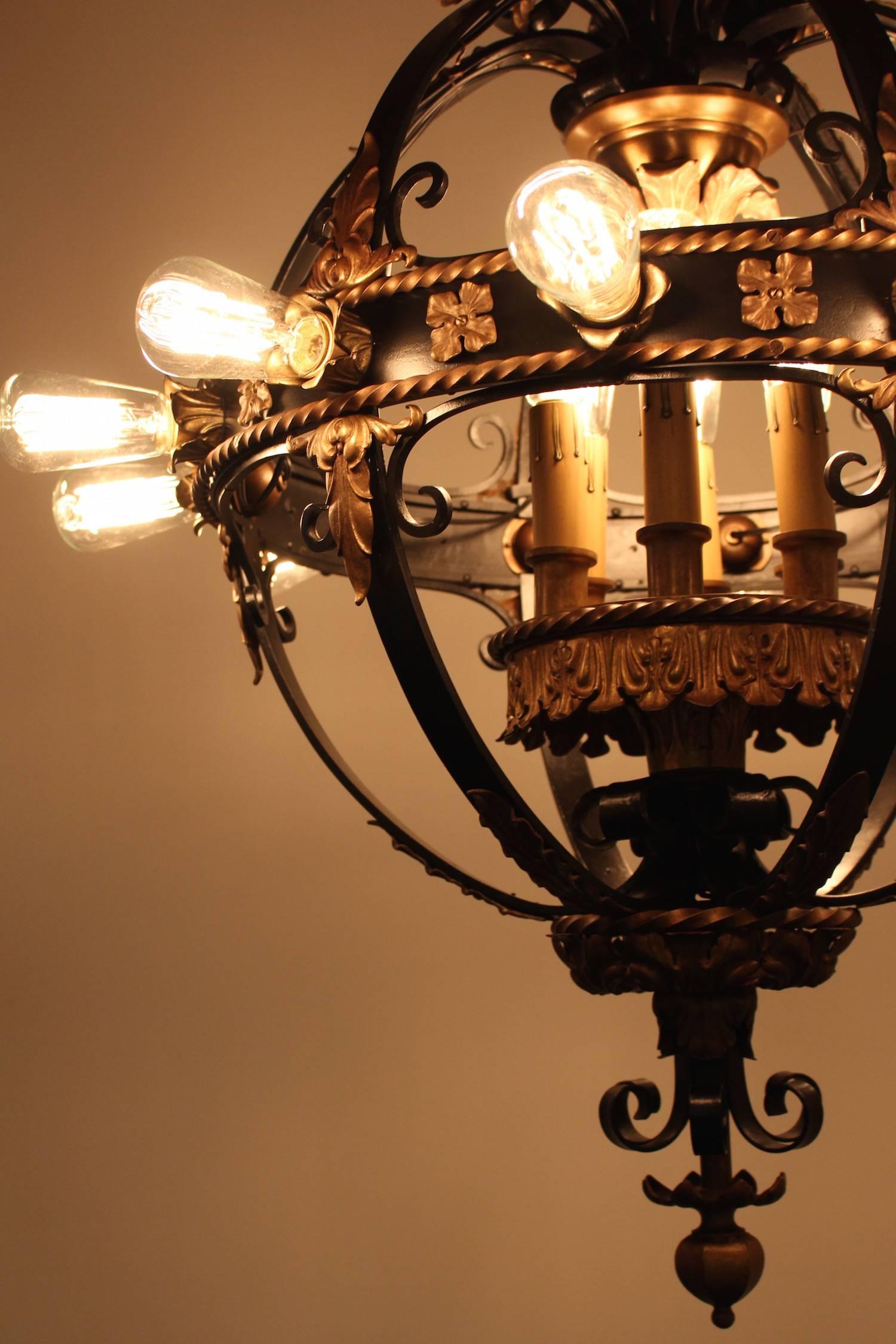 Italian Renaissance Flush Mount Stair Lantern, Eighteen-Light For Sale 2