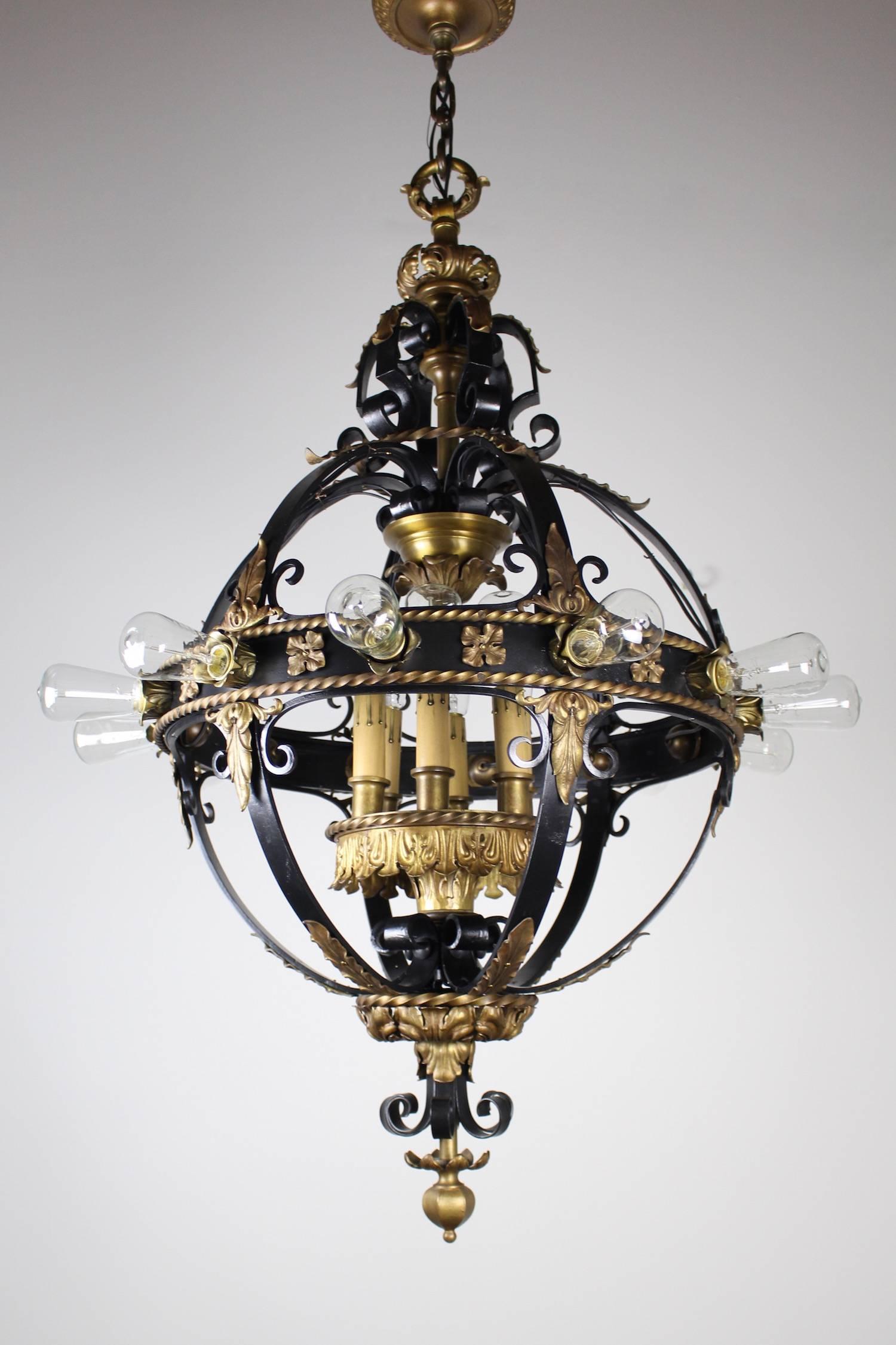 Renaissance Revival Italian Renaissance Flush Mount Stair Lantern, Eighteen-Light For Sale