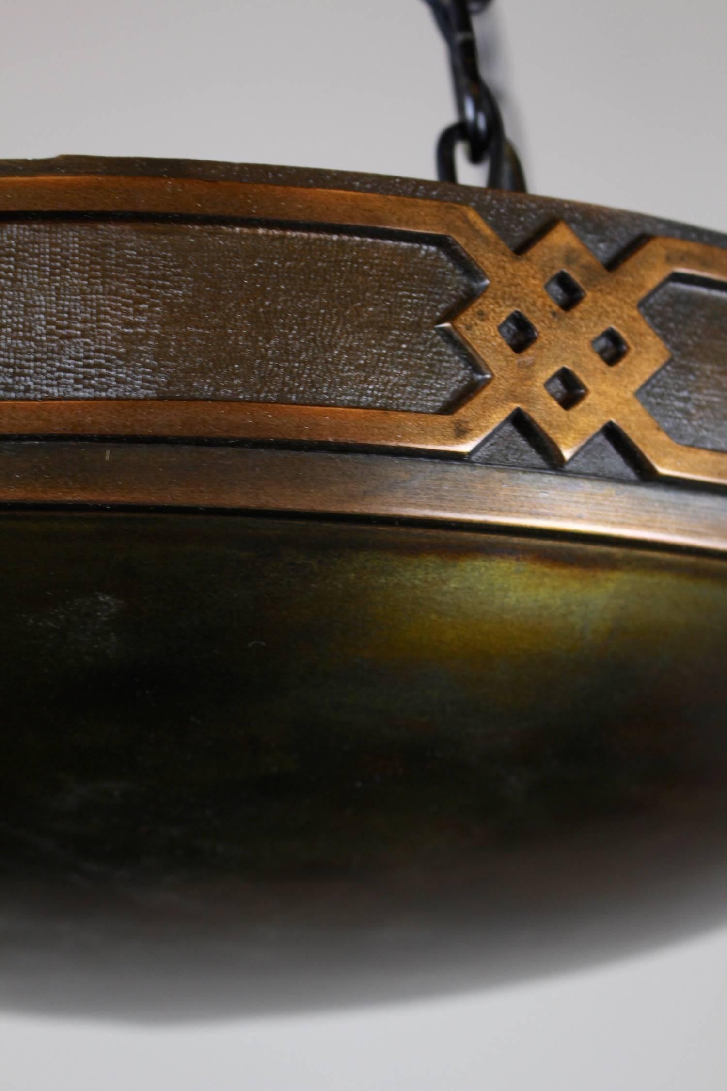 Early 20th Century Arts and Crafts Copper Bowl Fixture For Sale