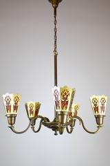 Spanish Colonial Fixture with Cut Out Shades, circa 1930s