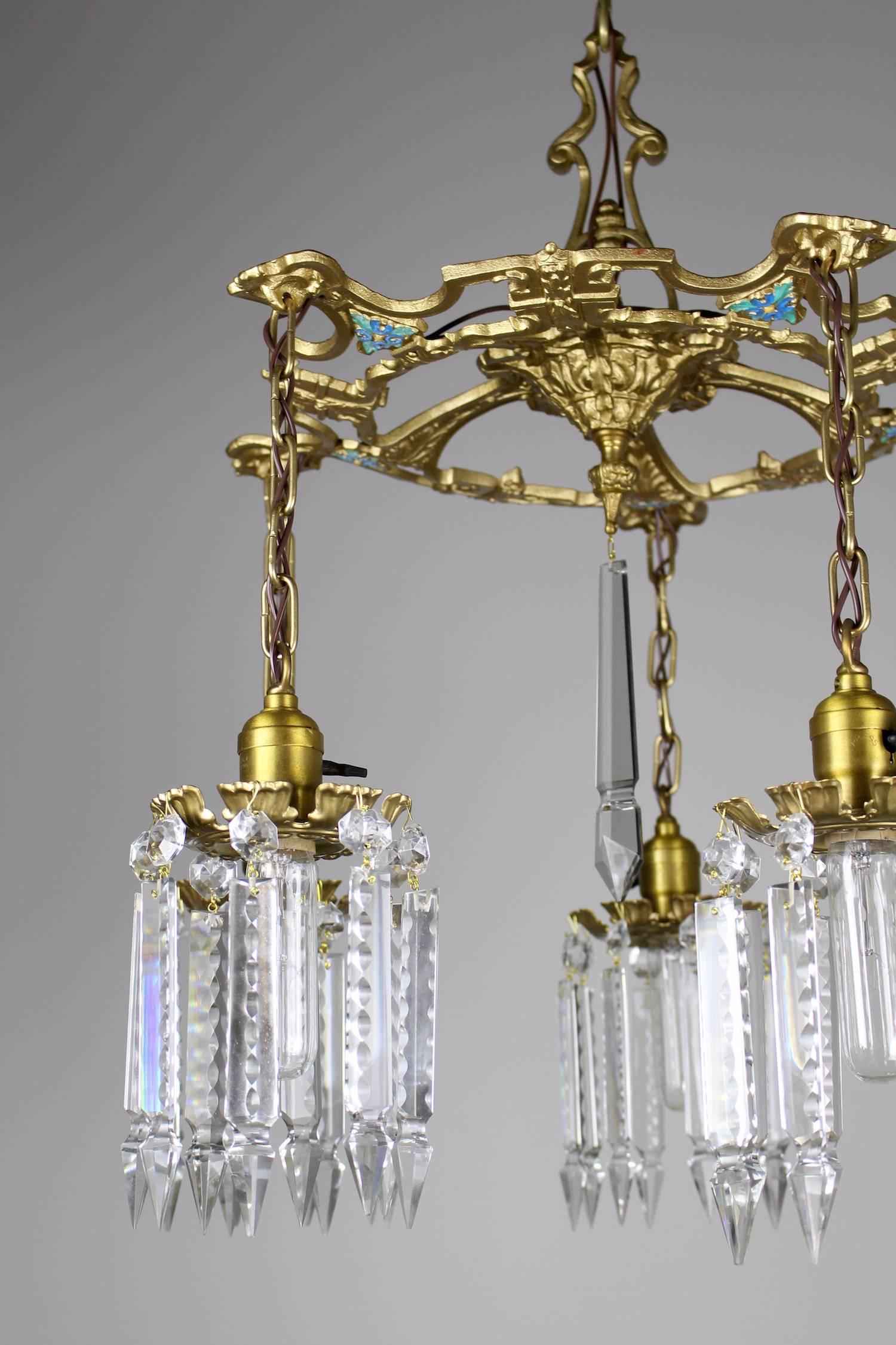 Gold Painted Iron Crystal Chandelier 1