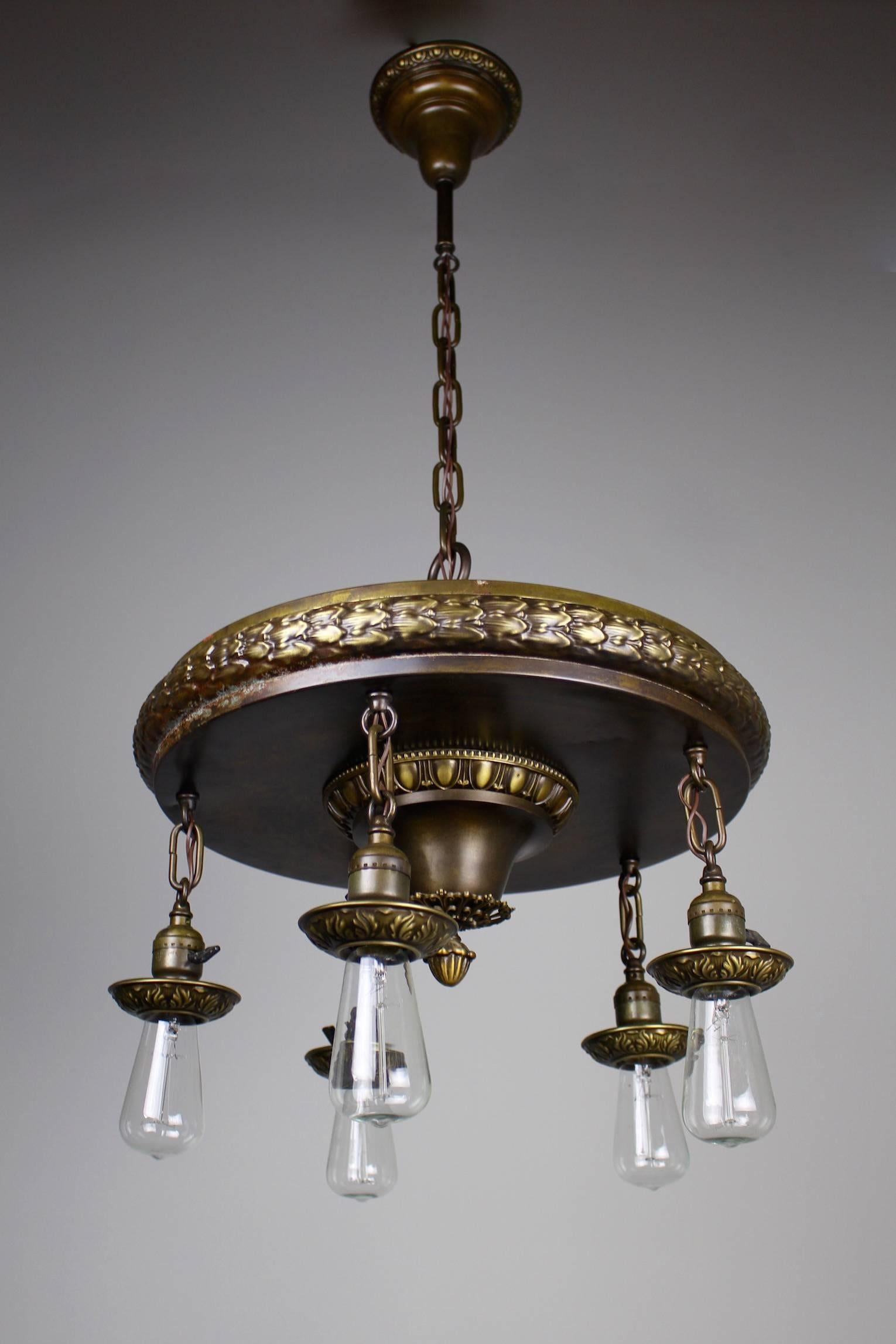 1920s Five-Light Neoclassical Revival Dining Room Fixture For Sale 1