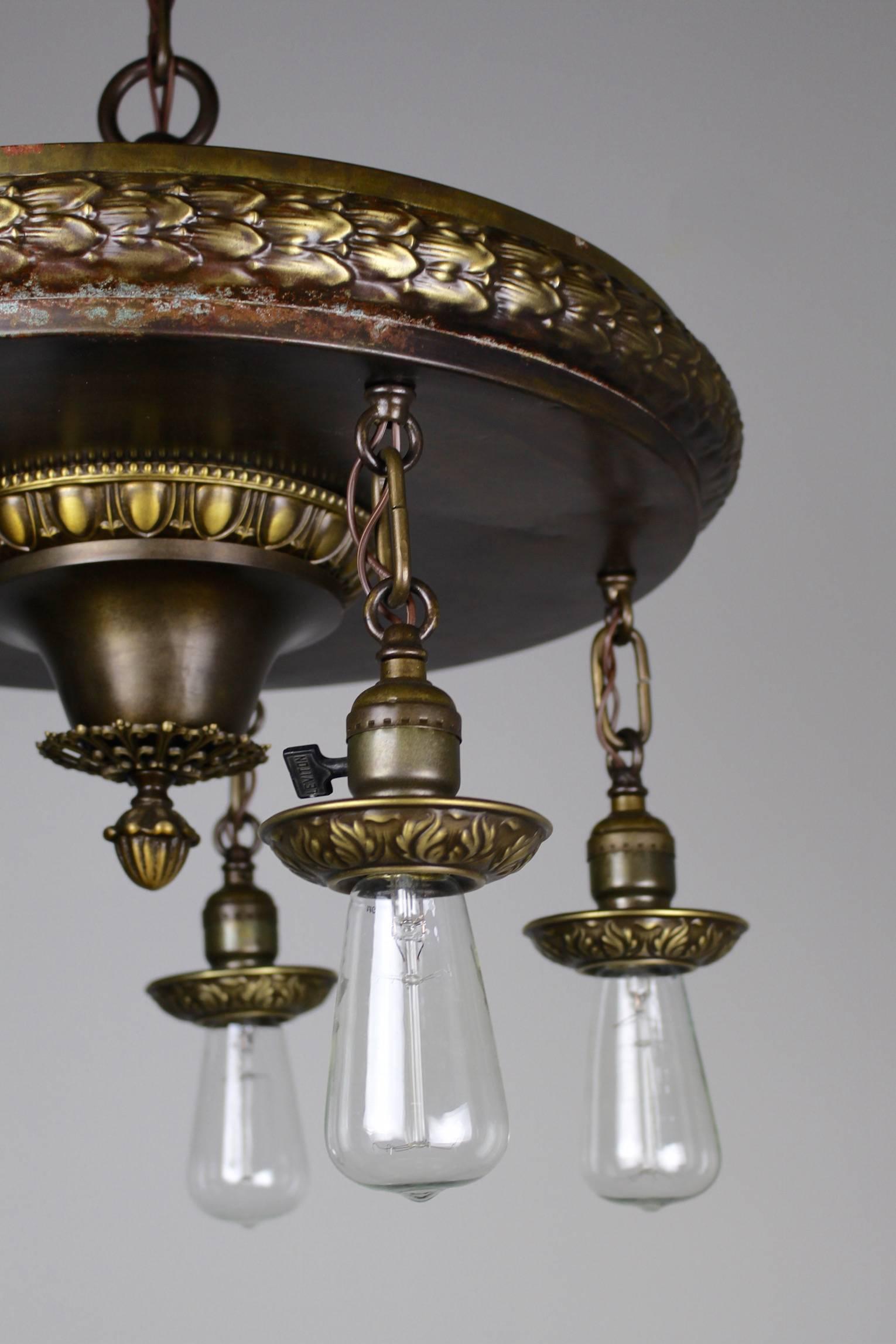 American 1920s Five-Light Neoclassical Revival Dining Room Fixture For Sale