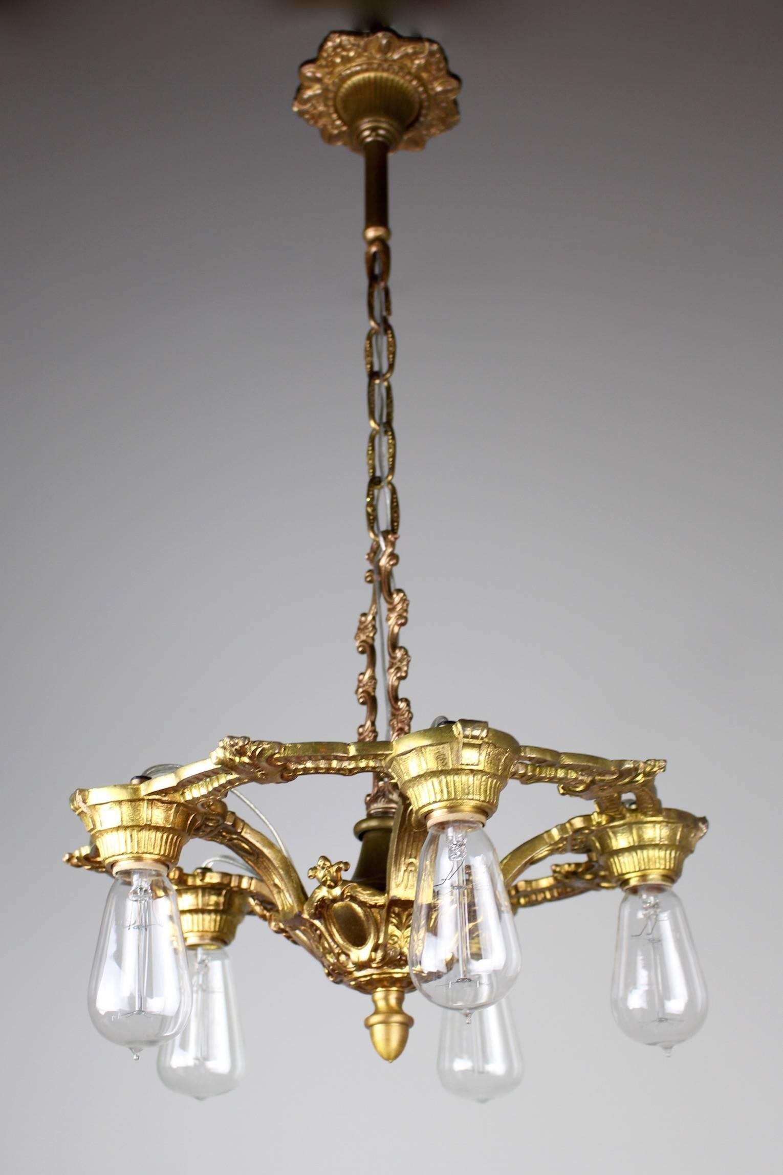 Early 20th Century 1920s Cast Brass Fixture in the Neoclassical Style