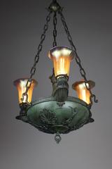 Beardslee Greek Revival Sanctuary Fixture with Art Glass Three-Light