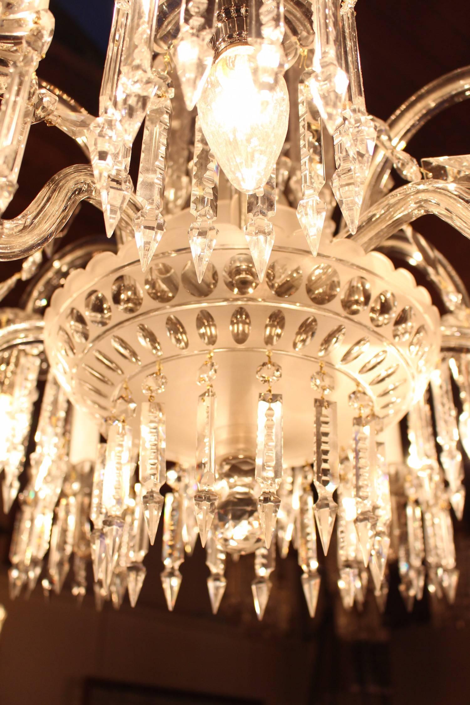 Mitchell Vance Combination Gas-Electric Crystal Chandelier, circa 1900 For Sale 3