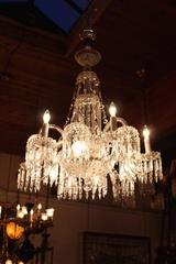 Mitchell Vance Combination Gas-Electric Crystal Chandelier, circa 1900