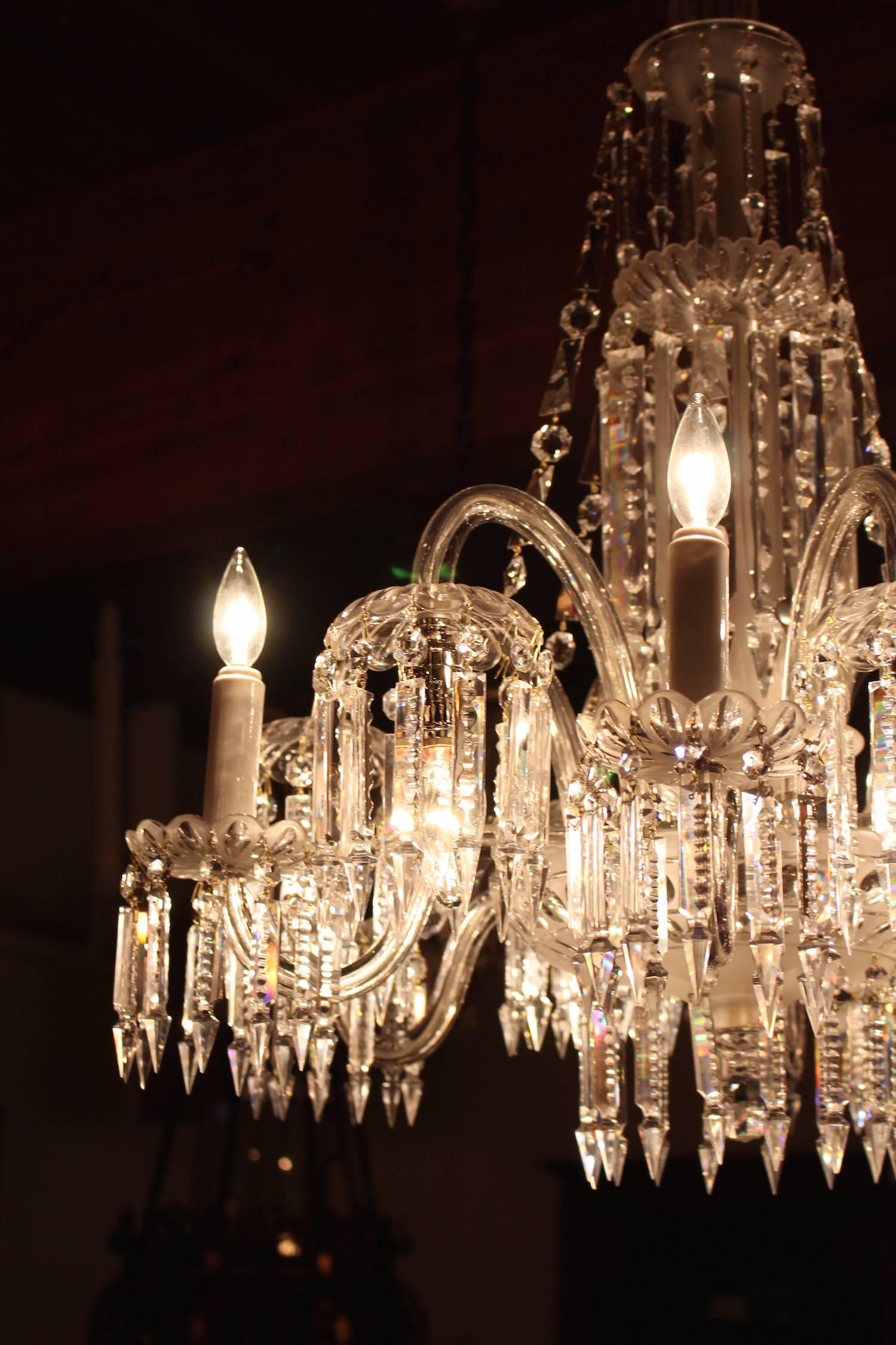 Mitchell Vance Combination Gas-Electric Crystal Chandelier, circa 1900 For Sale 2