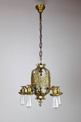 Cast Brass Italian Renaissance Revival Dining Room Fixture, Five-Light