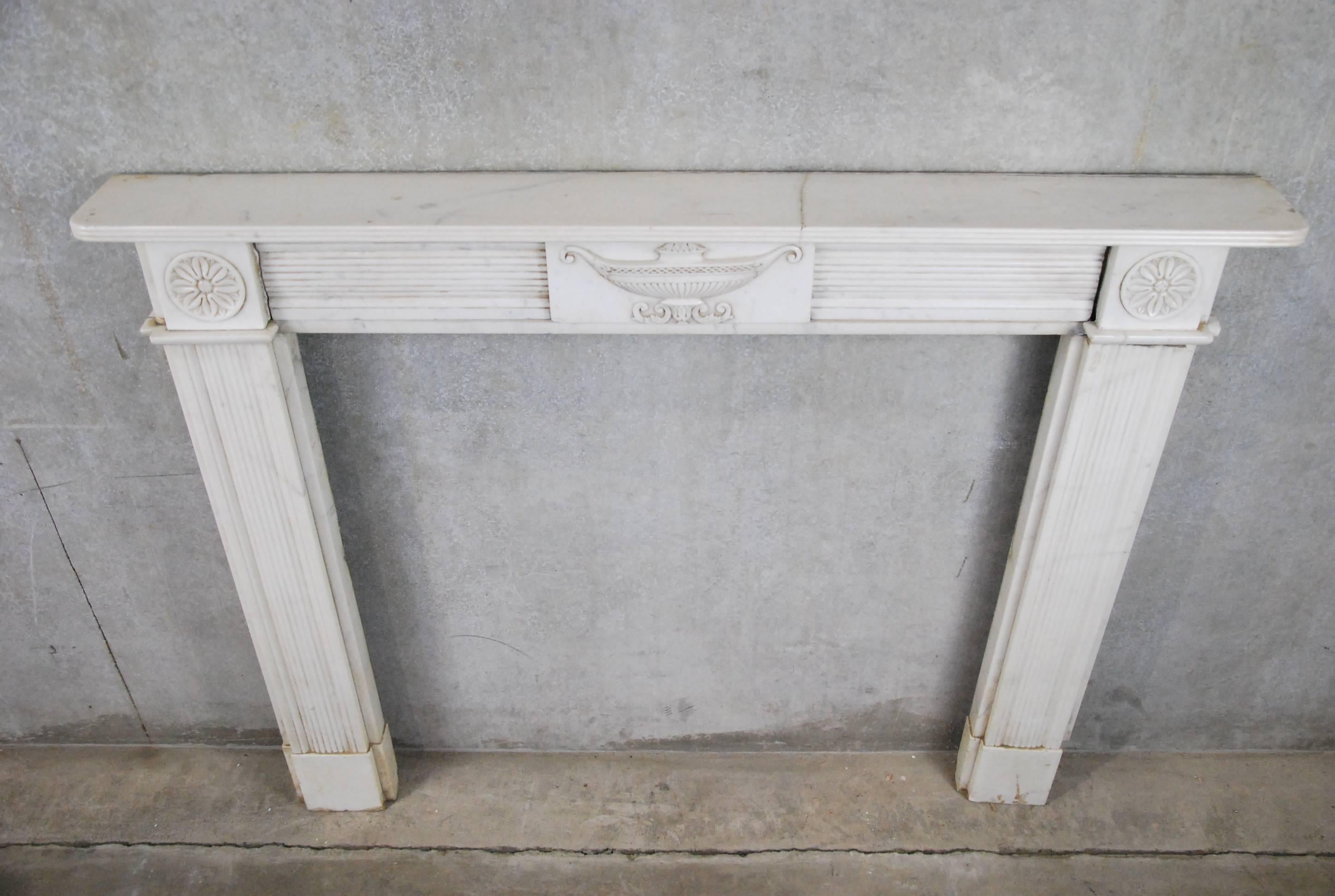 Late 19th Century 1870s Adam Style English Marble Fireplace Surround