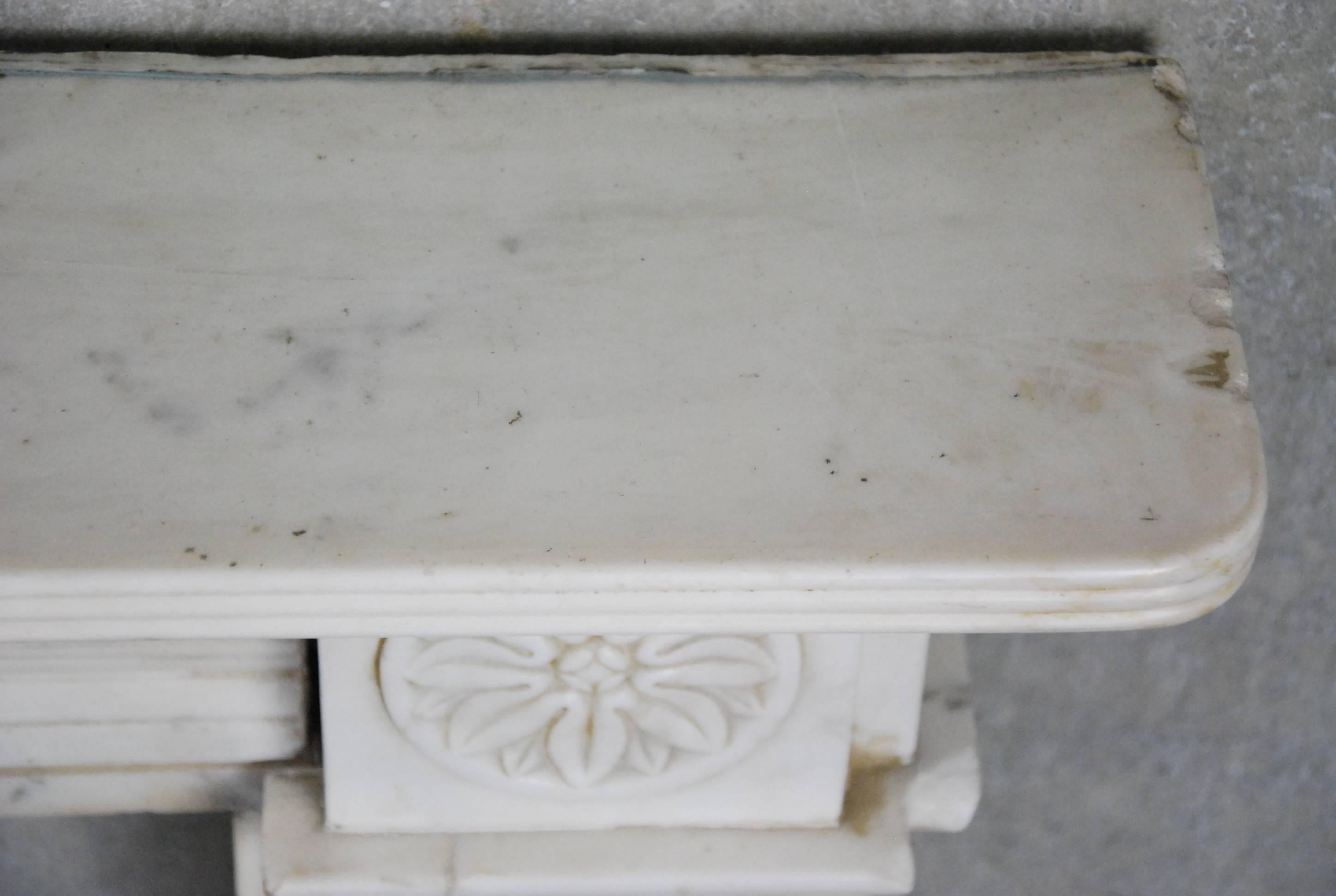 Carrara Marble 1870s Adam Style English Marble Fireplace Surround
