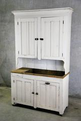 19th Century Two-Piece Original Paint Dry Sink Cupboard
