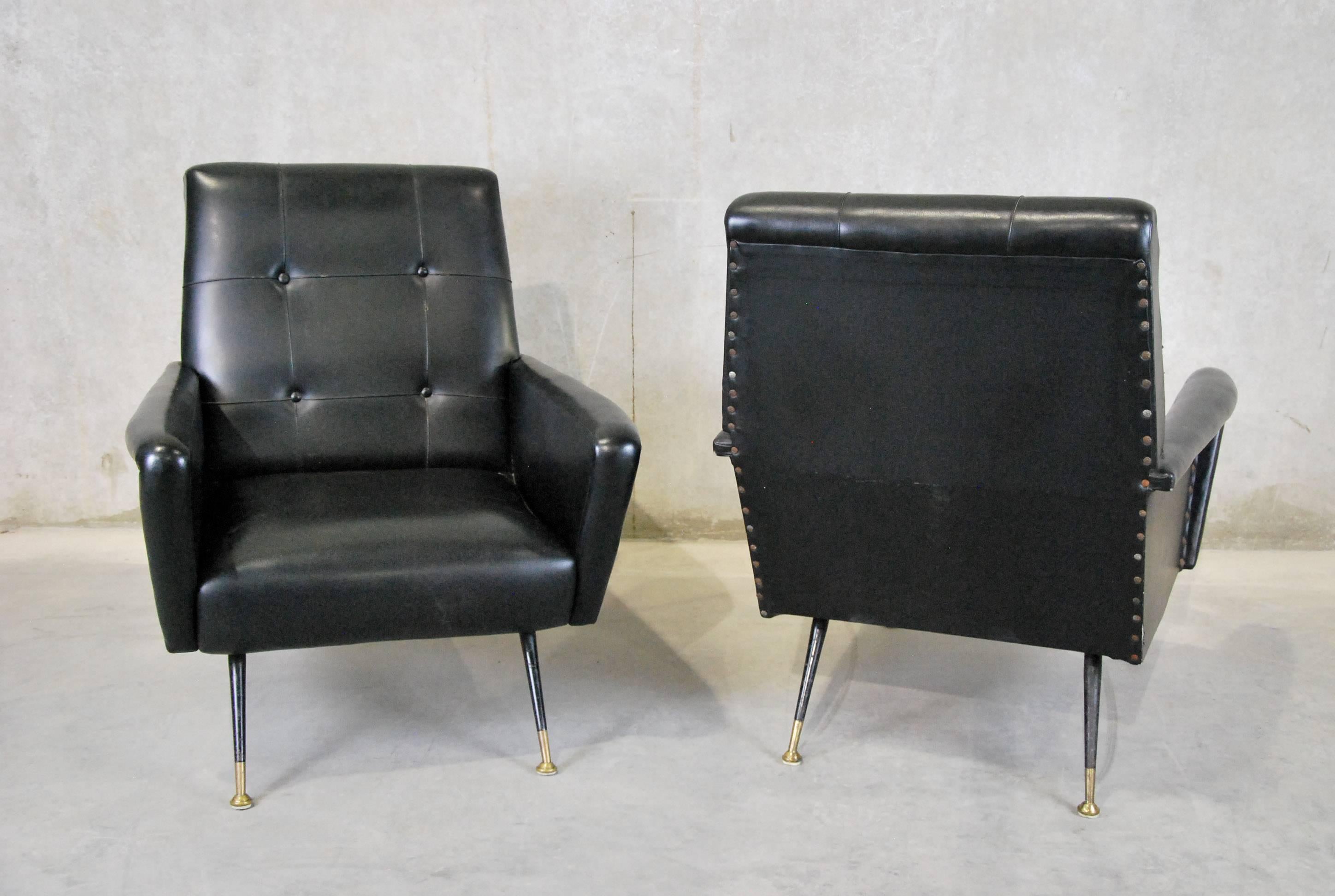 1960 Italian Gio Ponti Inspired Lounge Chairs In Good Condition In Surrey, BC