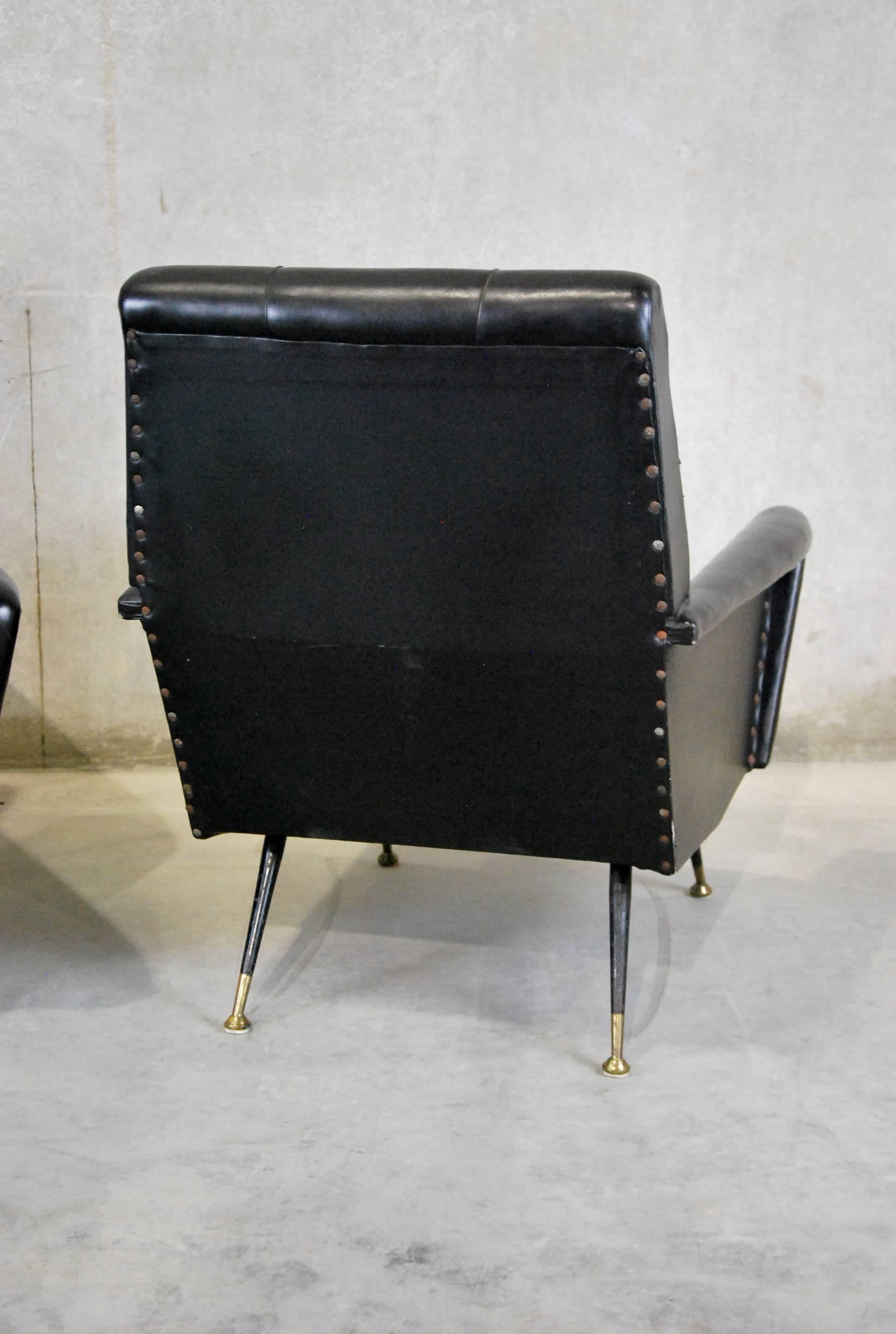 Mid-20th Century 1960 Italian Gio Ponti Inspired Lounge Chairs