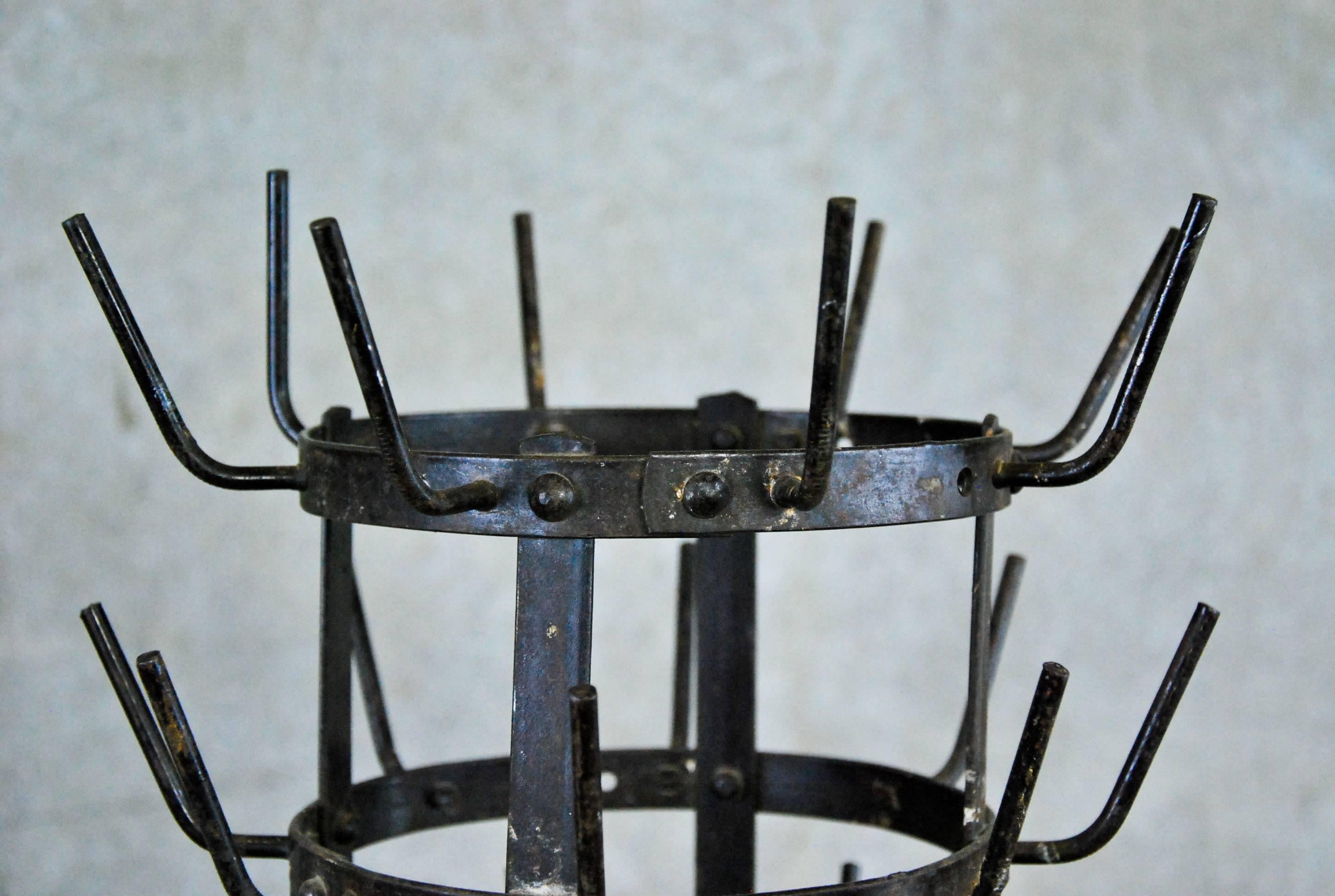 French Iron Wine Bottle Drying Rack In Good Condition In Surrey, BC