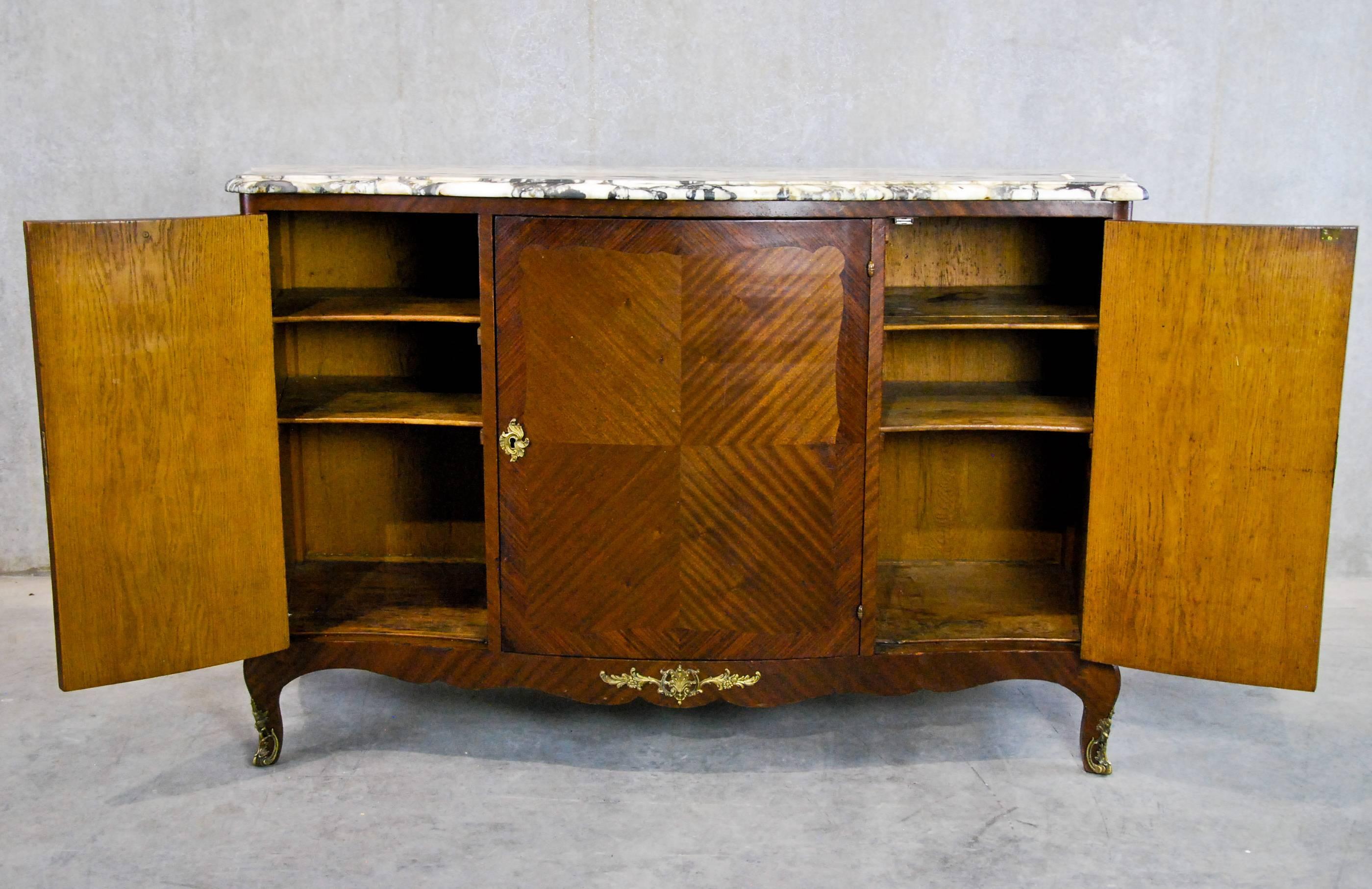 Brass 19th Century Spanish Marquetry Sideboard