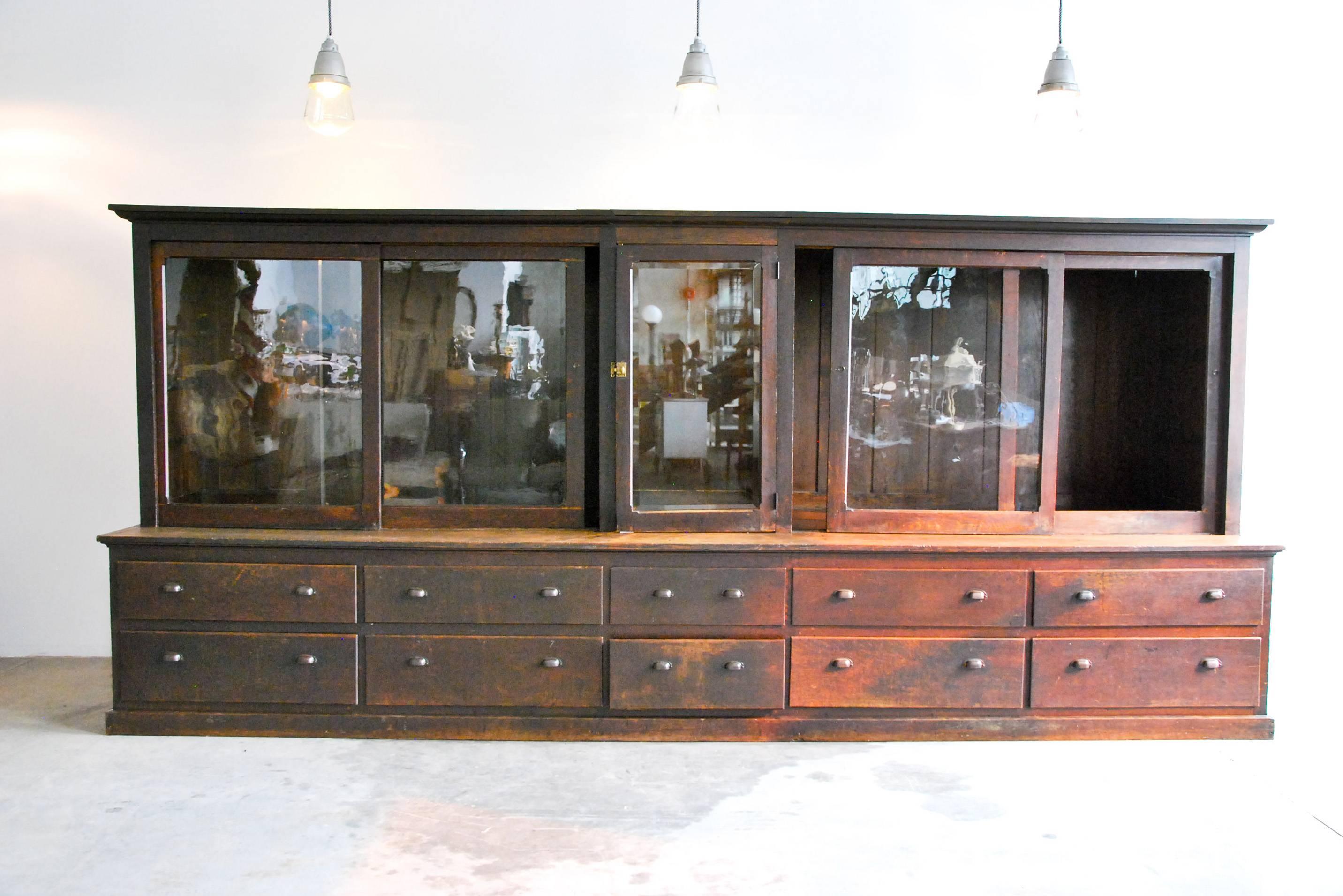 American Colonial 19th Century, Large Store Display Storage Cabinet