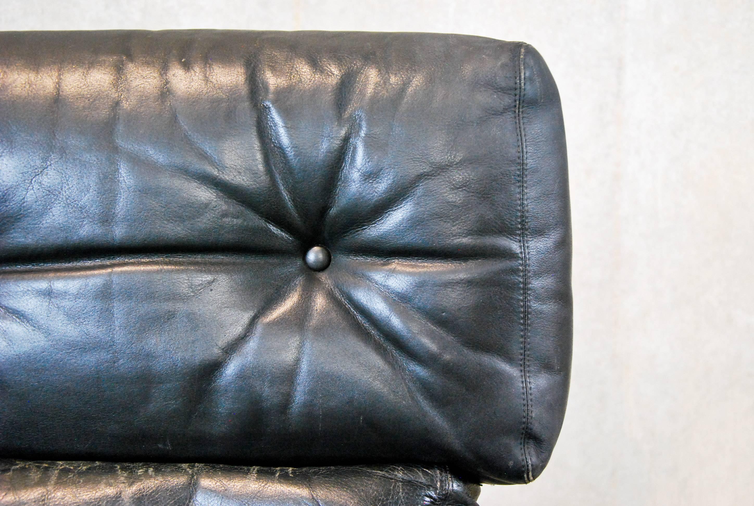 1960 Leather Rosewood Lounge Chair by Sven Ivar Dysthe for Dokka Mobler In Good Condition In Surrey, BC