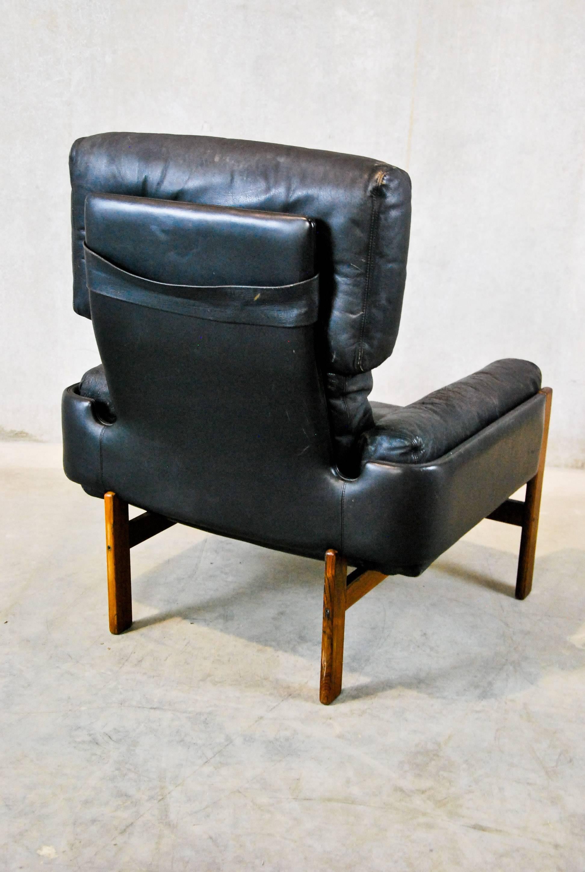 1960 Leather Rosewood Lounge Chair by Sven Ivar Dysthe for Dokka Mobler 1