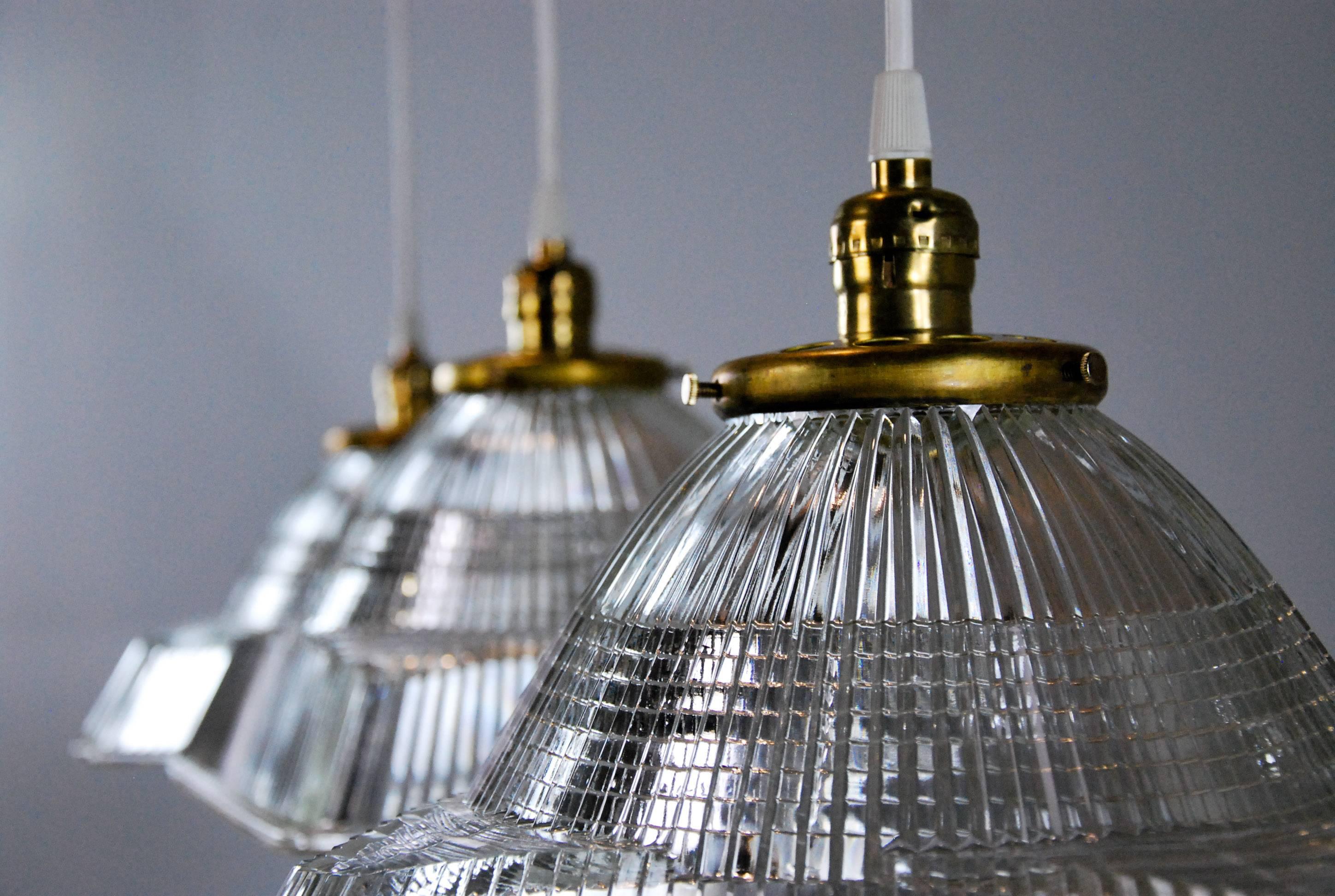 1920 Halophane Pendant Lights In Good Condition In Surrey, BC