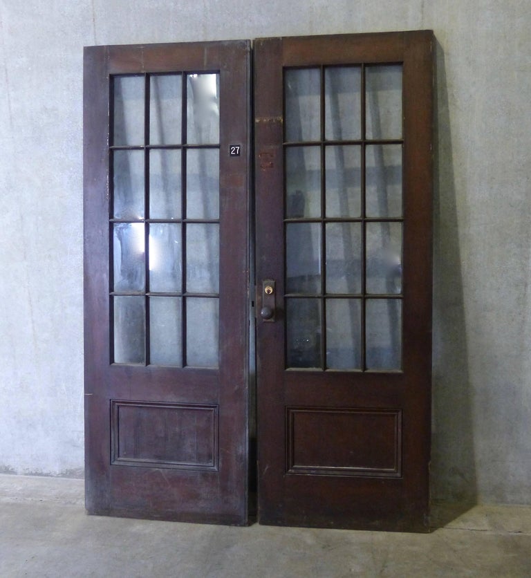 Antique Oak French Doors From An Institution In New York For Sale At Antique Oak French Doors from an Institution in New York In Good Condition For Sale In - Antique Oak French Doors From An Institution In New York For Sale At