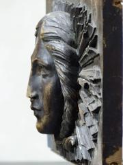 19th Wooden Relief Carved Angel Face