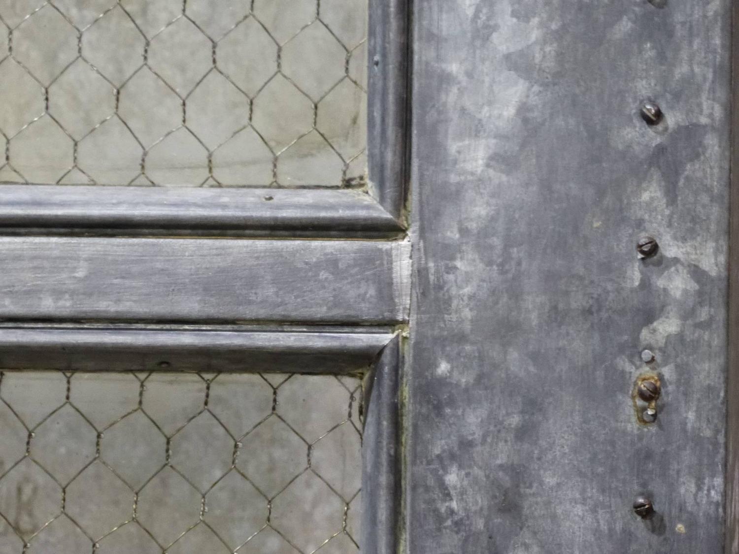 Steel Chicken Wire Glass Doors at 1stdibs