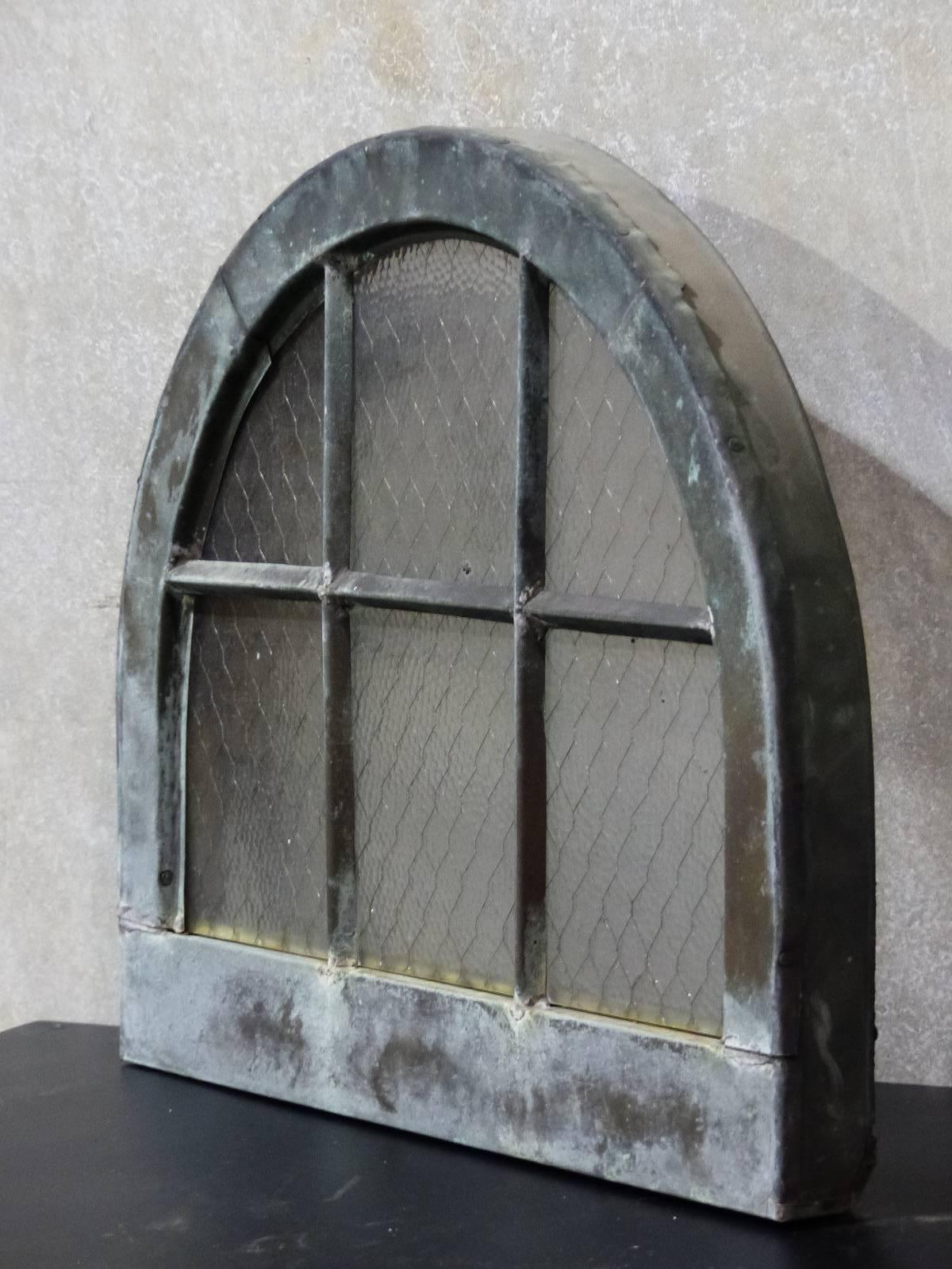 Early Victorian Pair of Arched Copper-Cladded Windows