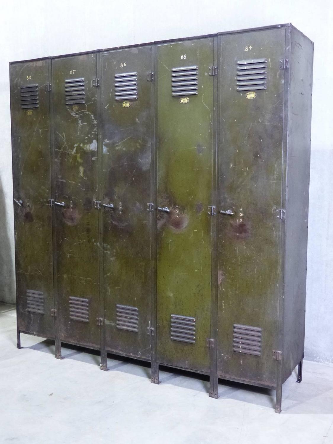 Vintage Set of Industrial Lockers by Manufacturing Equipement at 1stdibs