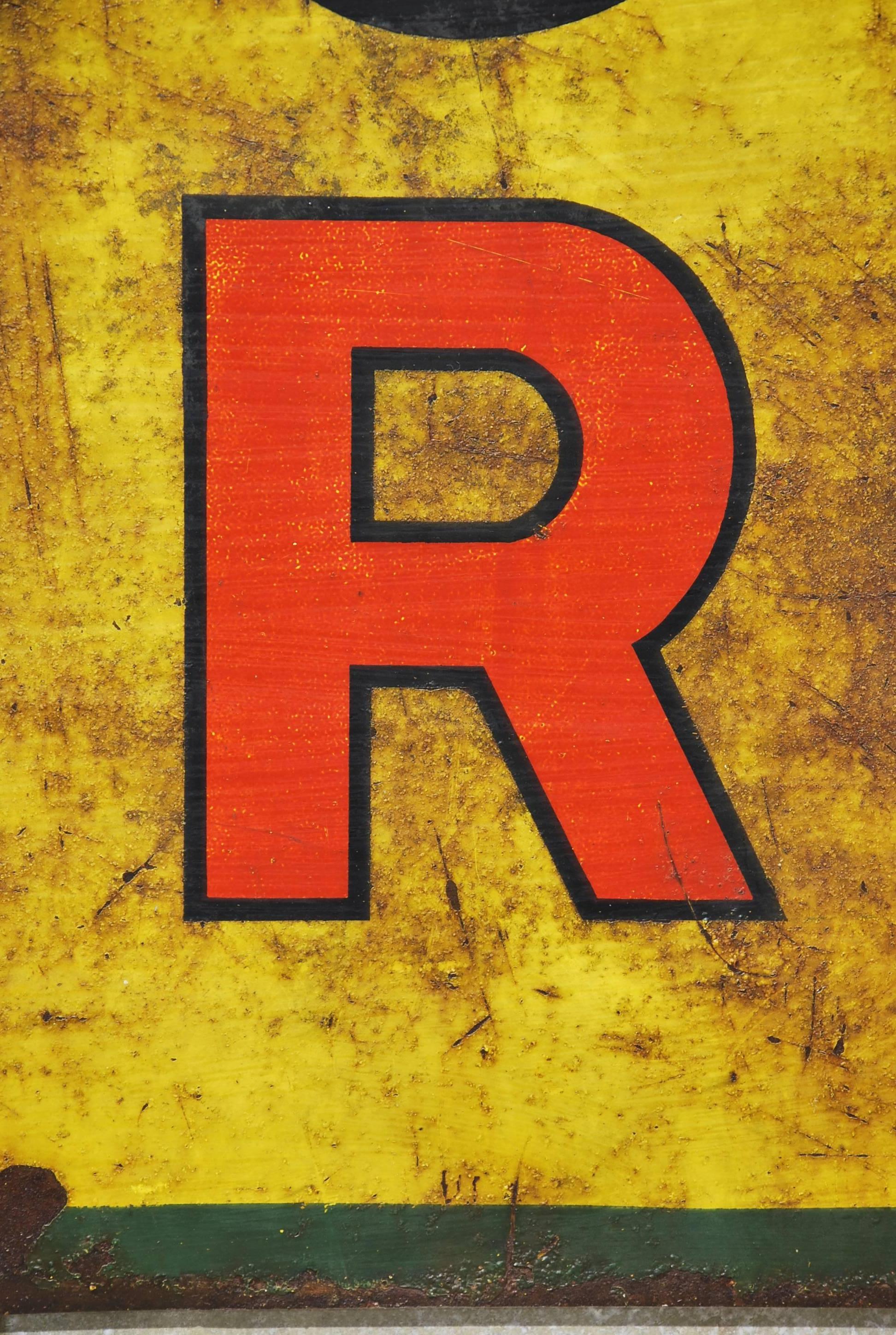 Large rusty metal sign depicting Motorola Radio company.
This example retains original untouched surface and it with aback mount for easy hanging.
 