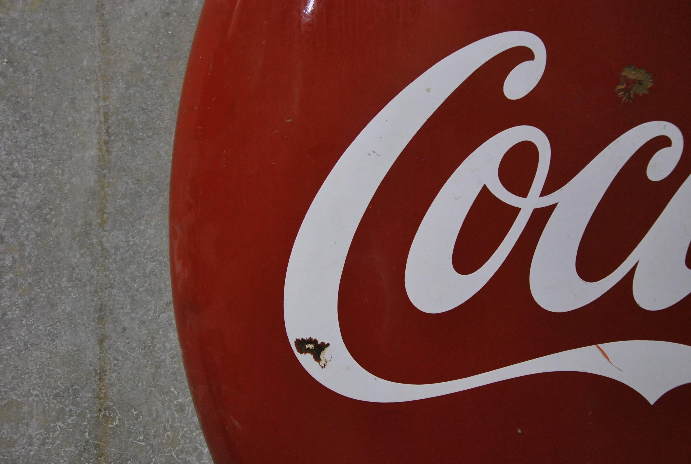 Mid-Century Modern Original Coca Cola Porcelain Advertising Sign