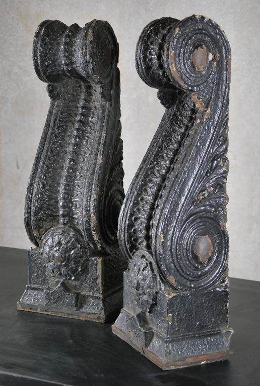 Pair Of 1910 Cast Iron Decorative Exterior Corbel At 1stdibs