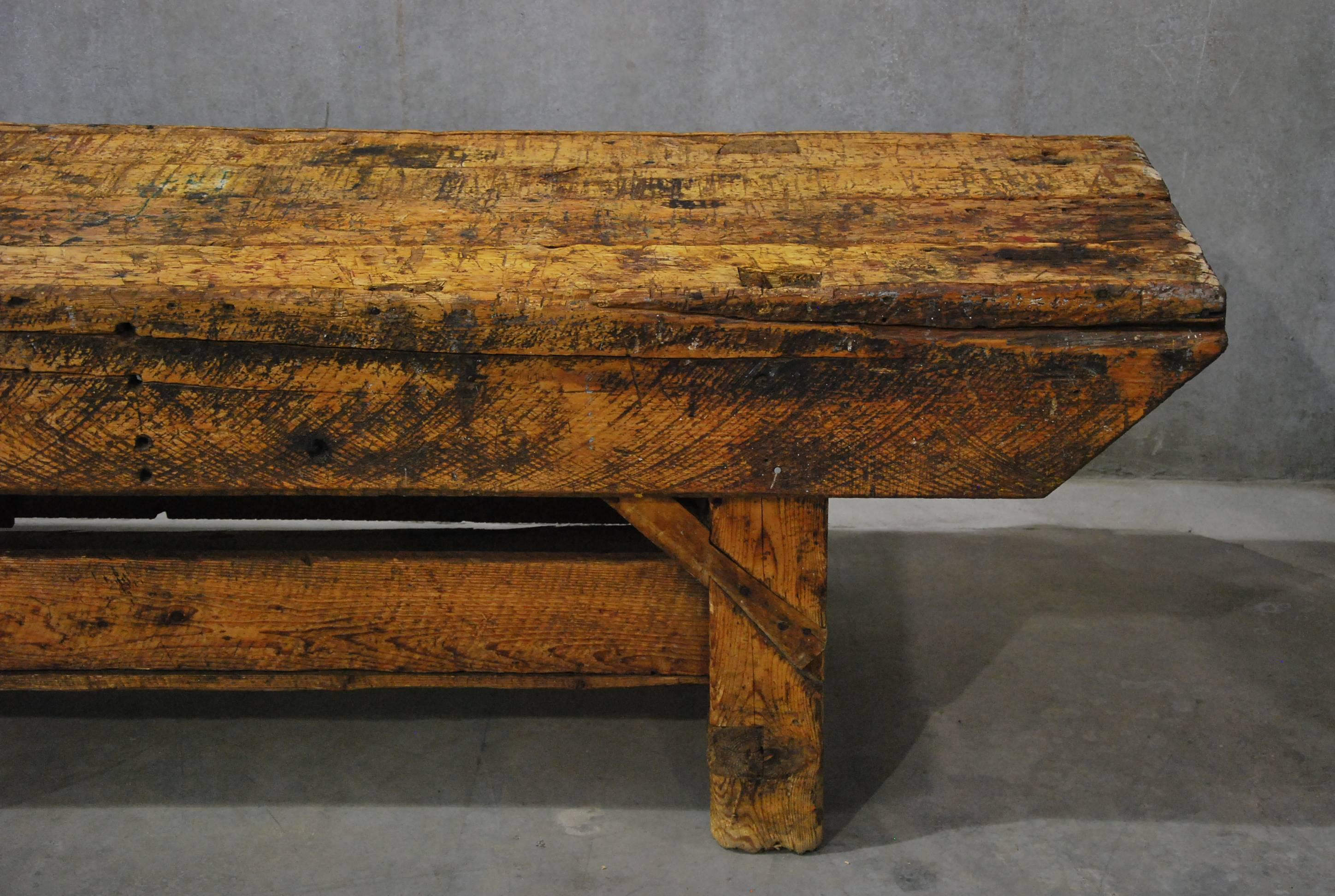Country 19th Century Pine Working Bench Table