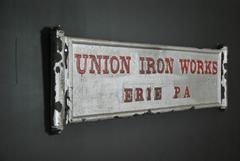 1920 Cast Iron Wall Plaque, Union Iron Works, Erie, PA