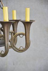 1920 Brass French Horn Chandelier