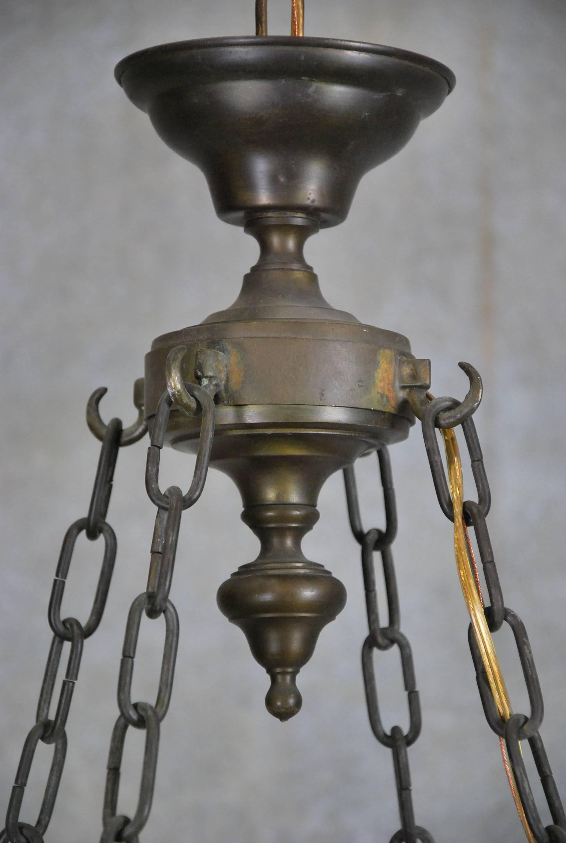 Art Nouveau 1920 Brass French Horn Chandelier