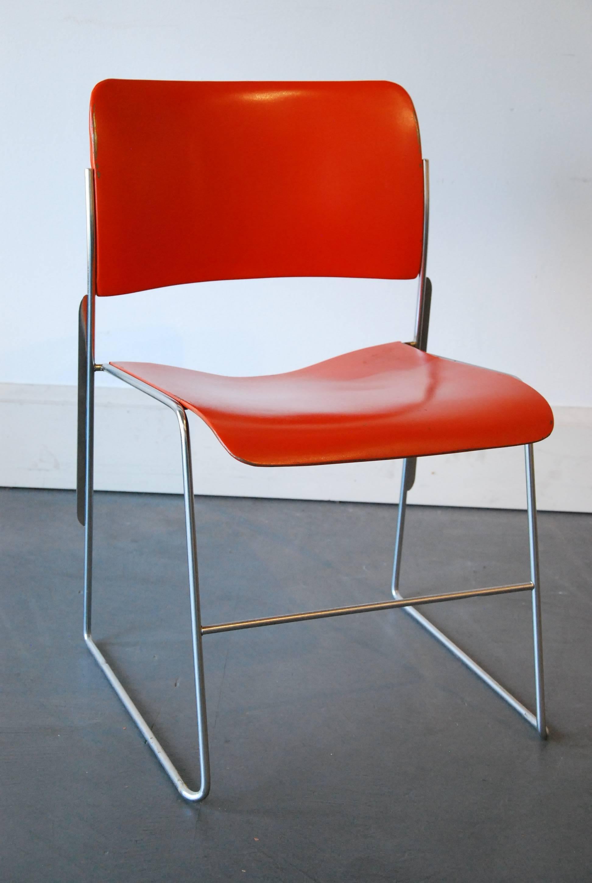 Mid-20th Century 1970 Set of Five Stackable Metal 40/4 chairs by David Rowland
