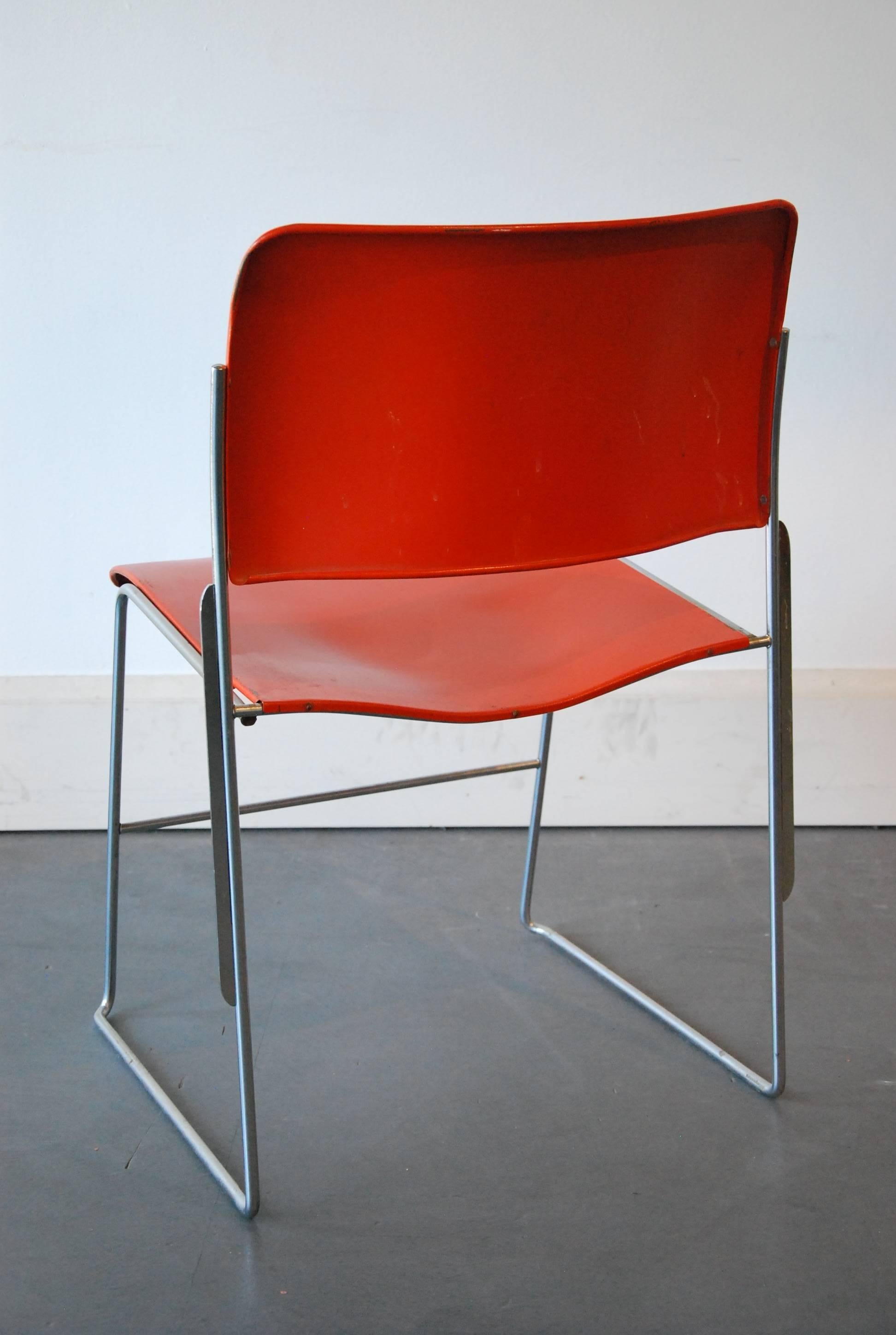 1970 Set of Five Stackable Metal 40/4 chairs by David Rowland 1