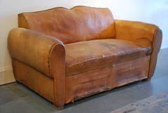 French Leather Sofa, 1920