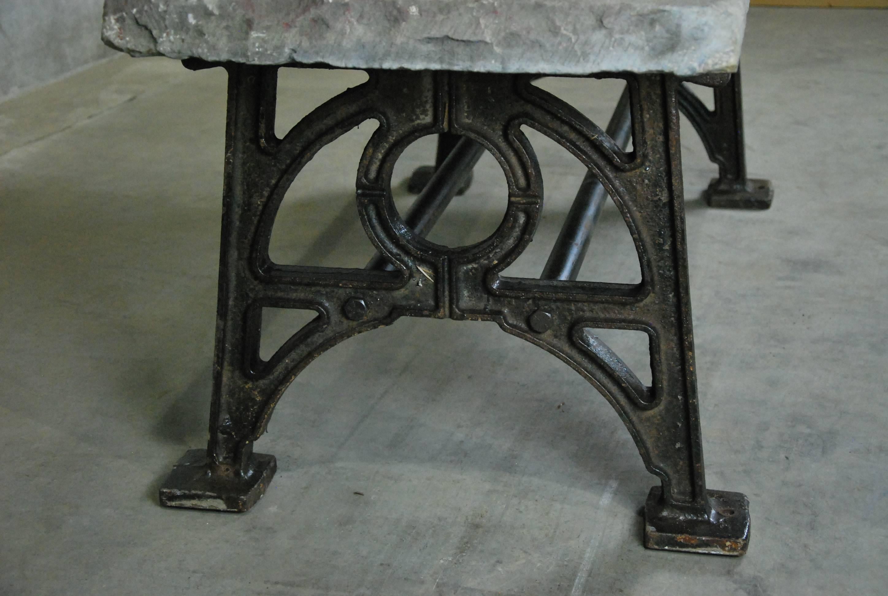 Canadian Stone Top Coffee Table with Cast Iron Base