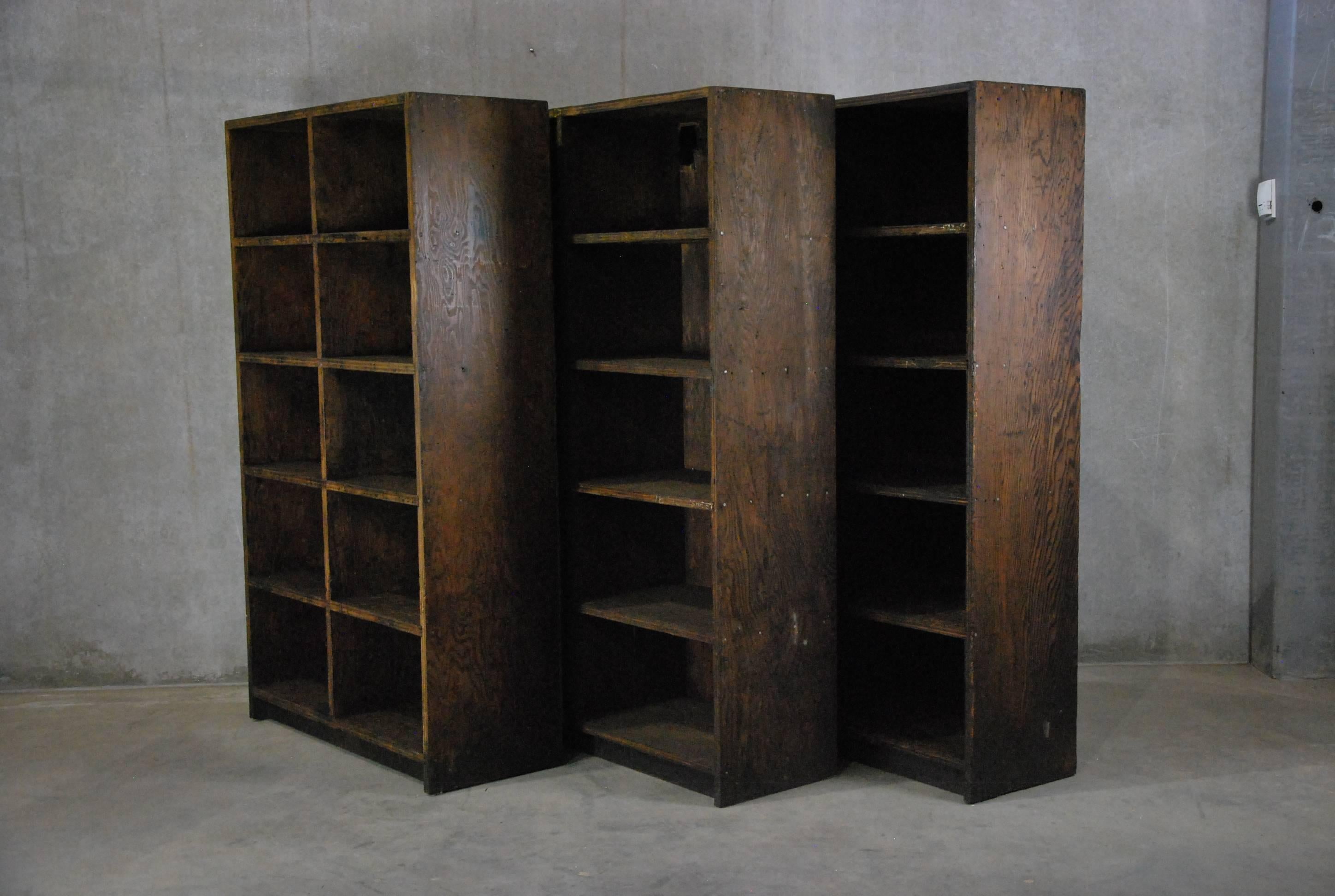 1930 Mercantile Wooden Industrial Storage Cabinets In Good Condition In Surrey, BC