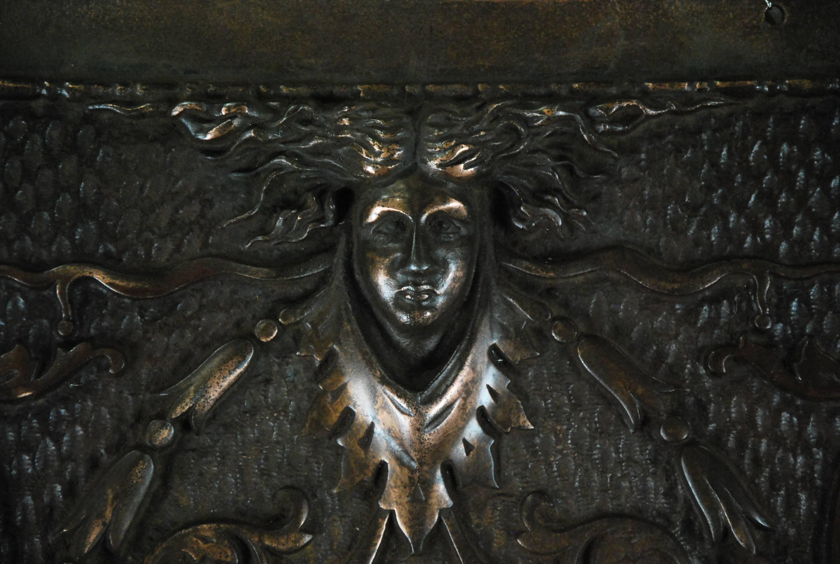 Art Nouveau 1910 Decorative Brass Panel