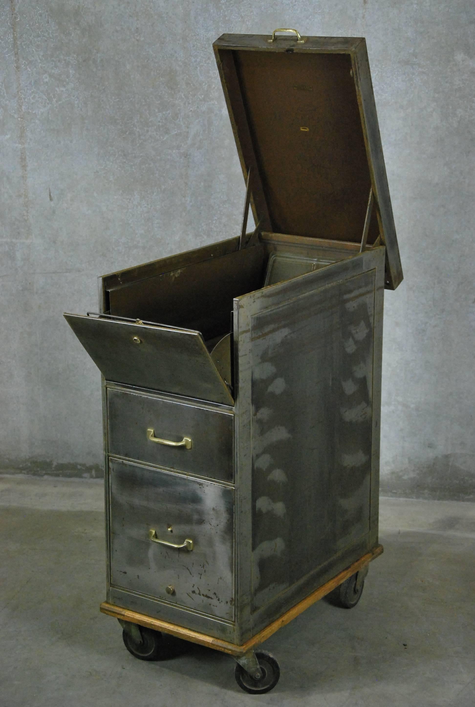 American 1930 Lift Top Metal Industrial Filing Cabinet