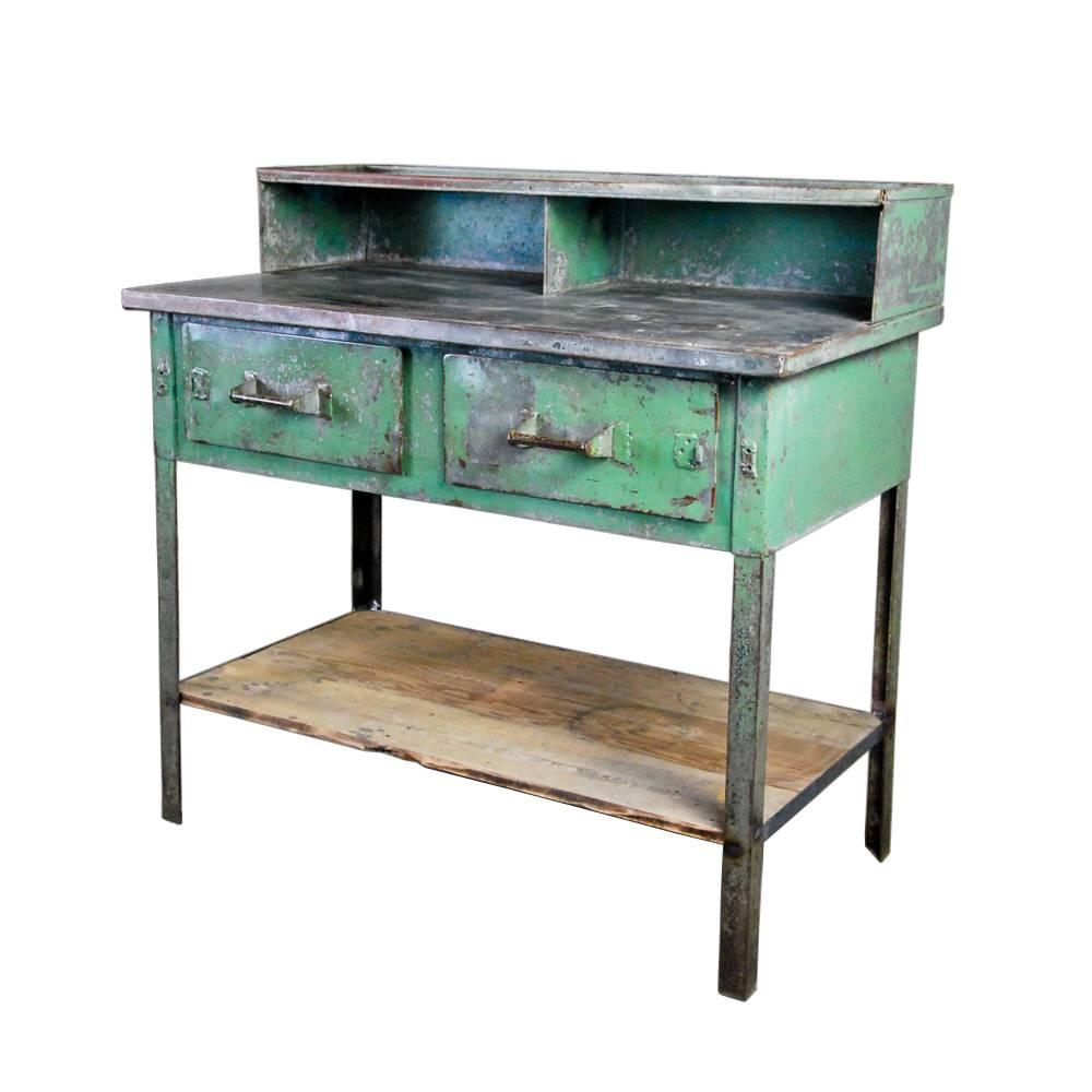 1920 Metal Industrial Foreman's Desk In Good Condition In Surrey, BC