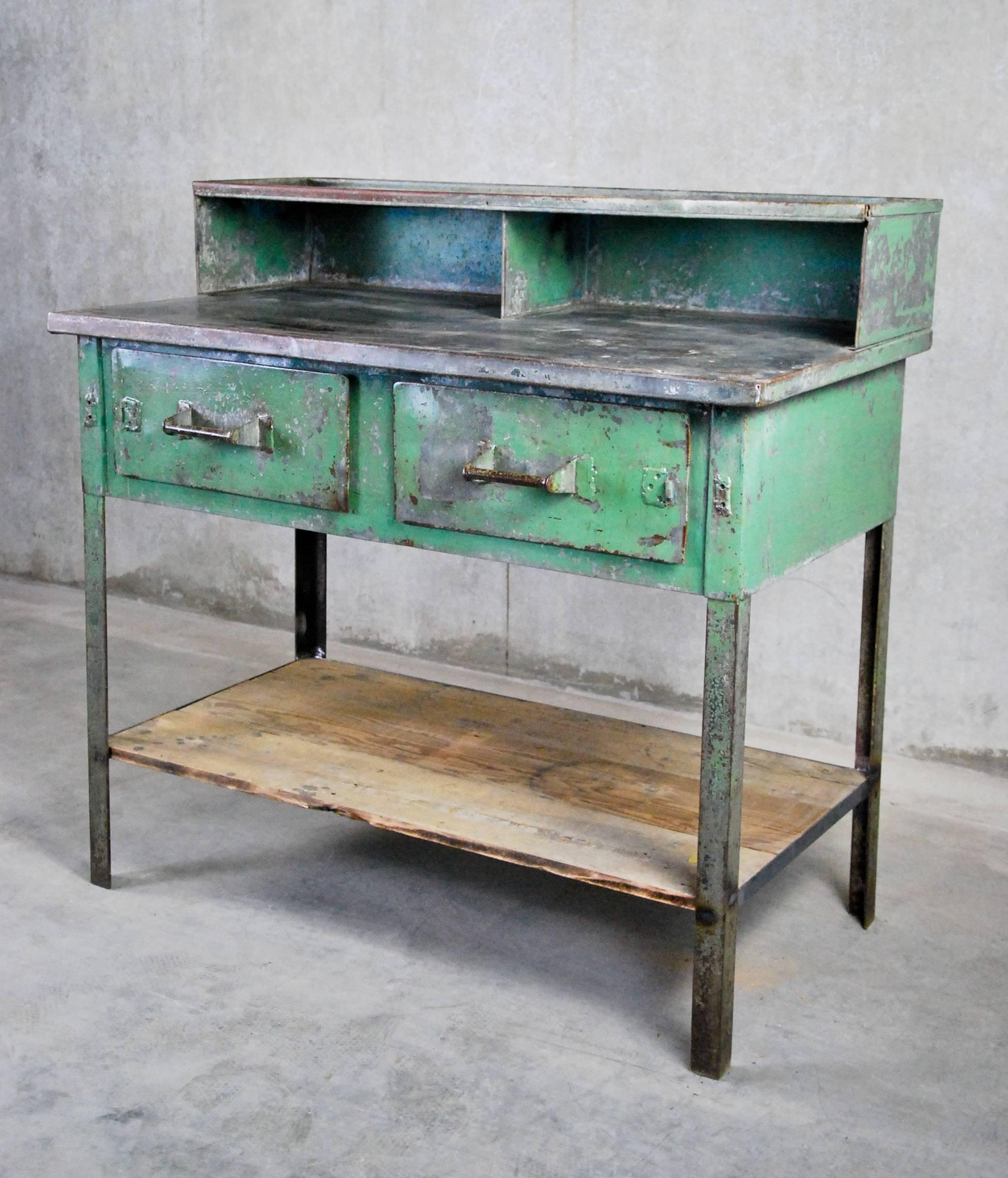 Mid-20th Century 1920 Metal Industrial Foreman's Desk