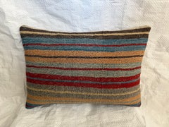 Antique 19th Century Turkish Striped Wool Kilim Pillow